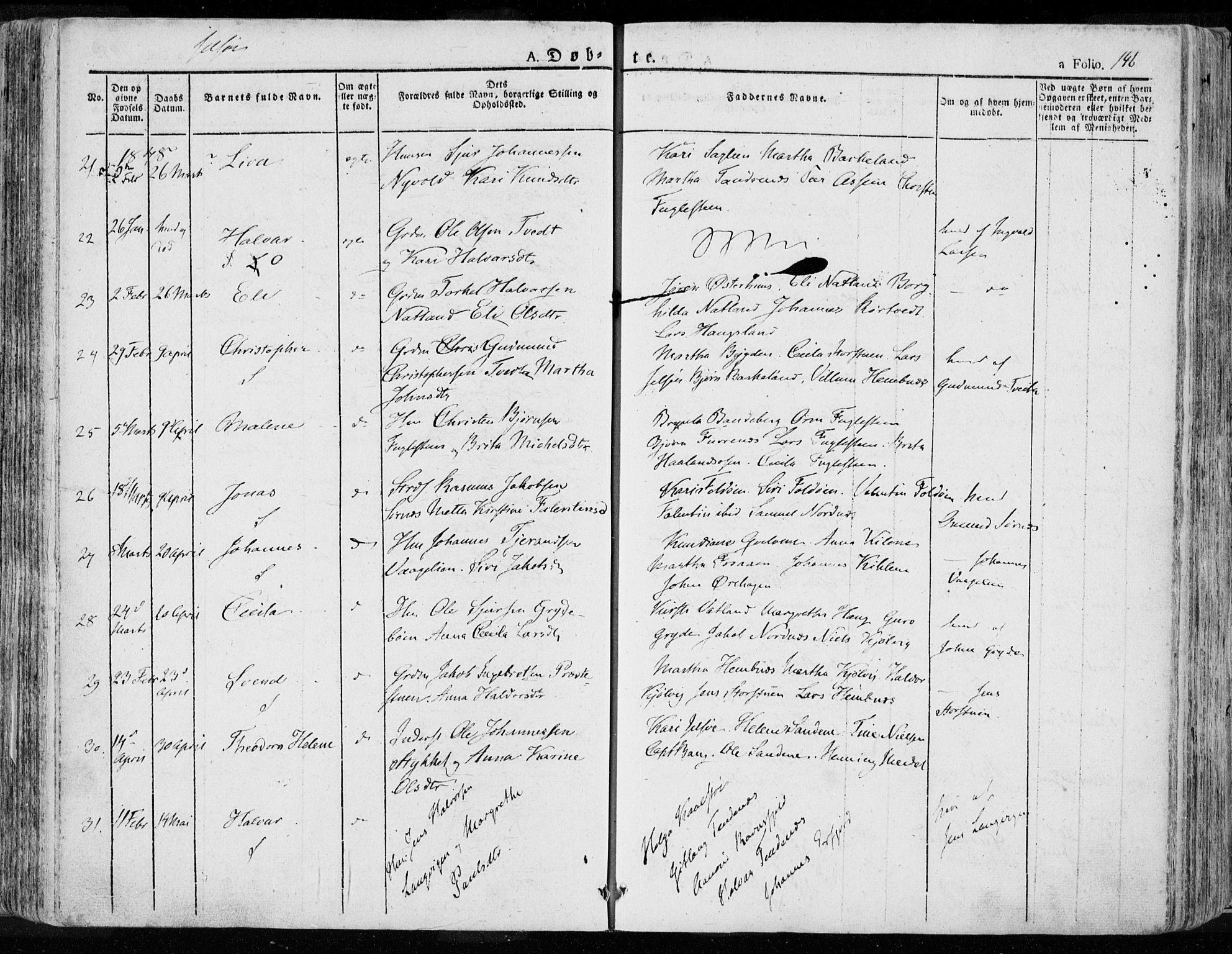 Jelsa sokneprestkontor, SAST/A-101842/01/IV: Parish register (official) no. A 6.1, 1828-1853, p. 146