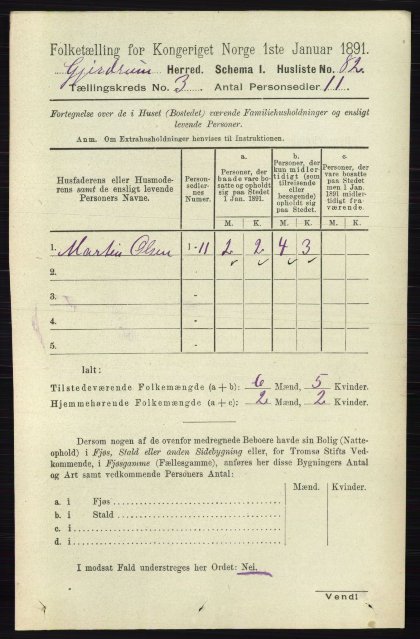 RA, 1891 census for 0234 Gjerdrum, 1891, p. 1242