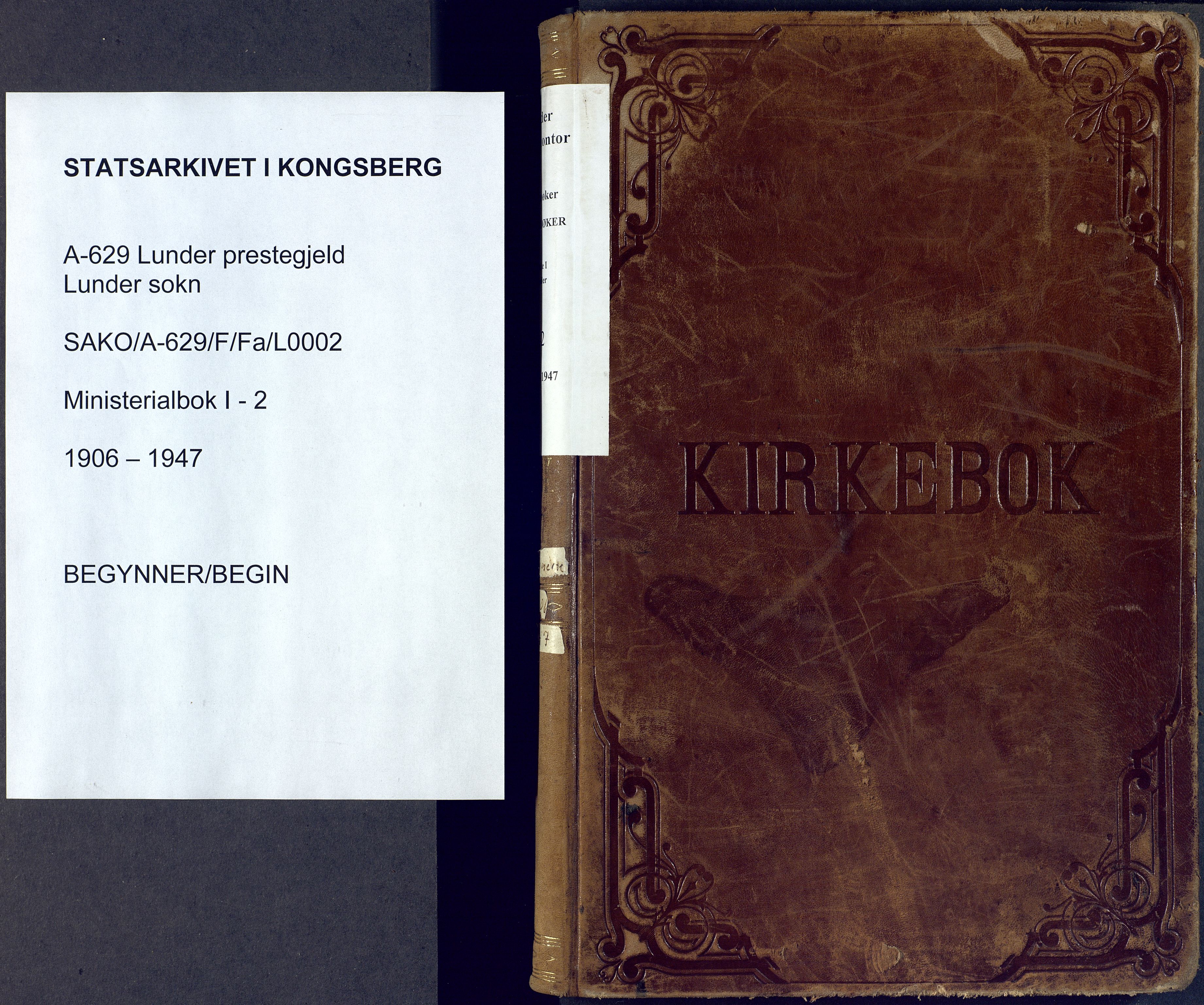 Lunder kirkebøker, SAKO/A-629/F/Fa/L0002: Parish register (official) no. I 2, 1906-1947