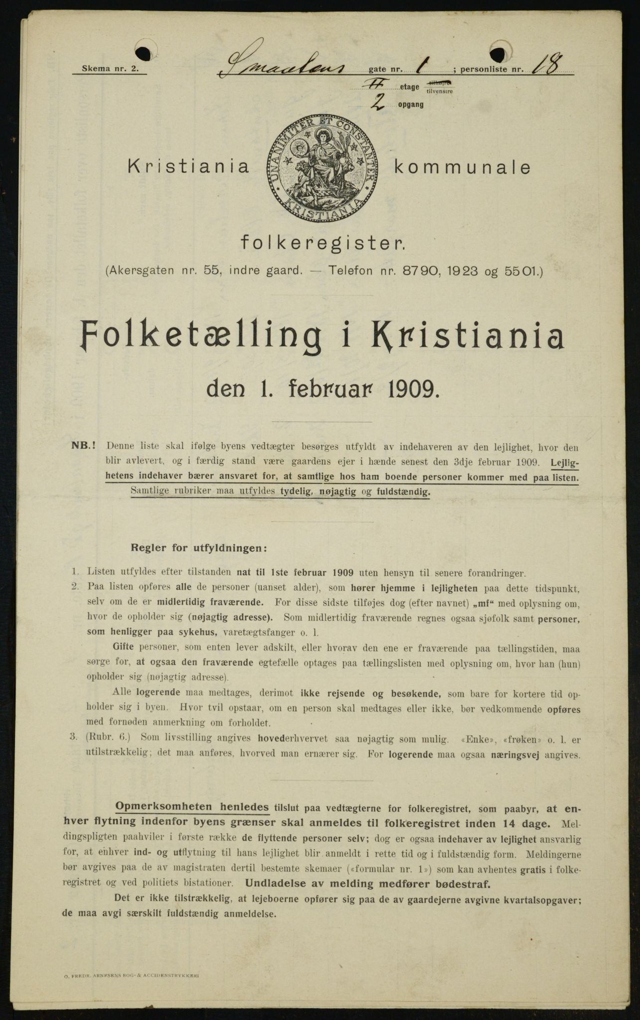 OBA, Municipal Census 1909 for Kristiania, 1909, p. 88596