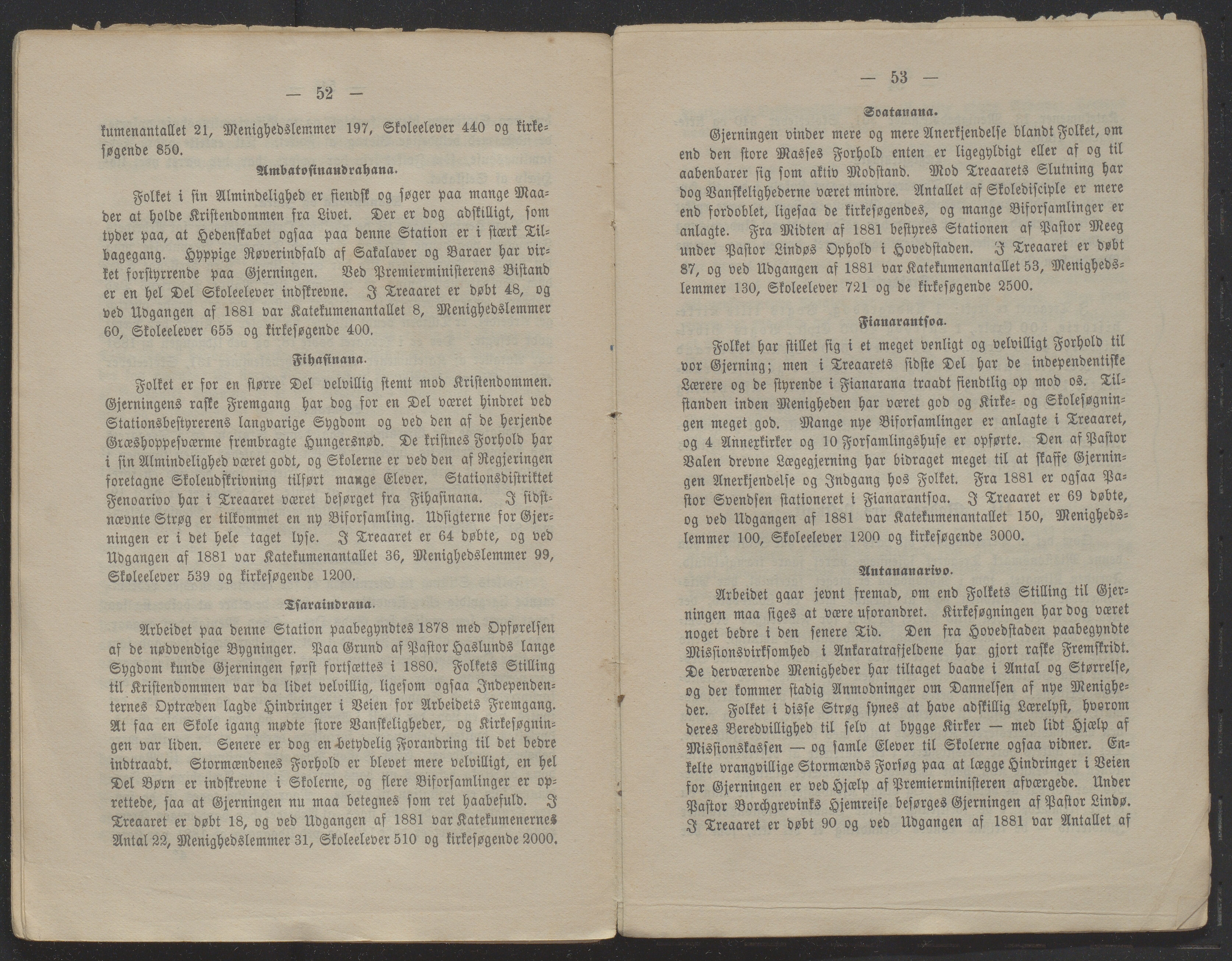 Det Norske Misjonsselskap - hovedadministrasjonen, VID/MA-A-1045/D/Db/Dba/L0338/0009: Beretninger, Bøker, Skrifter o.l   / Årsberetninger 40. , 1882, p. 52-53