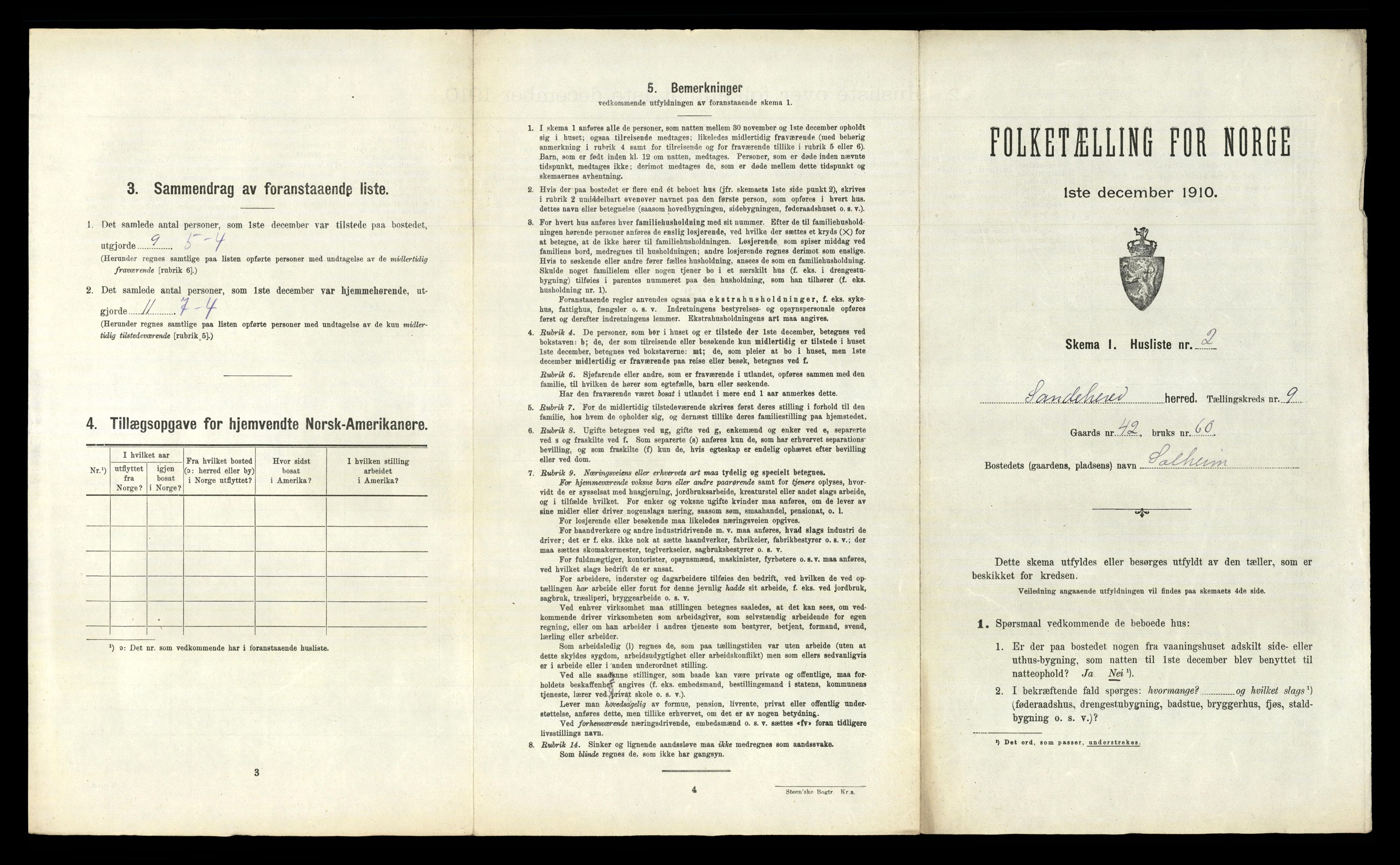 RA, 1910 census for Sandeherred, 1910, p. 1679