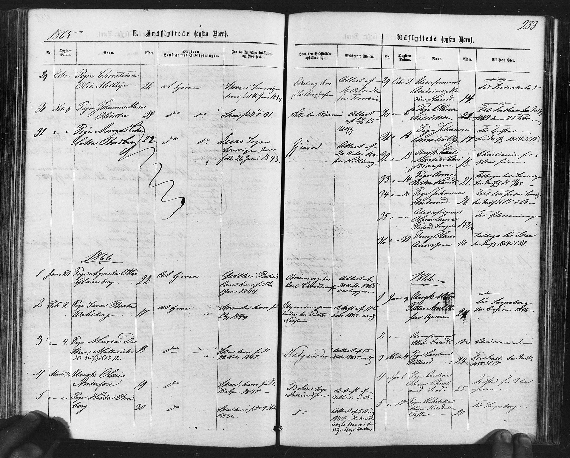 Hvaler prestekontor Kirkebøker, SAO/A-2001/F/Fa/L0007: Parish register (official) no. I 7, 1864-1878, p. 283
