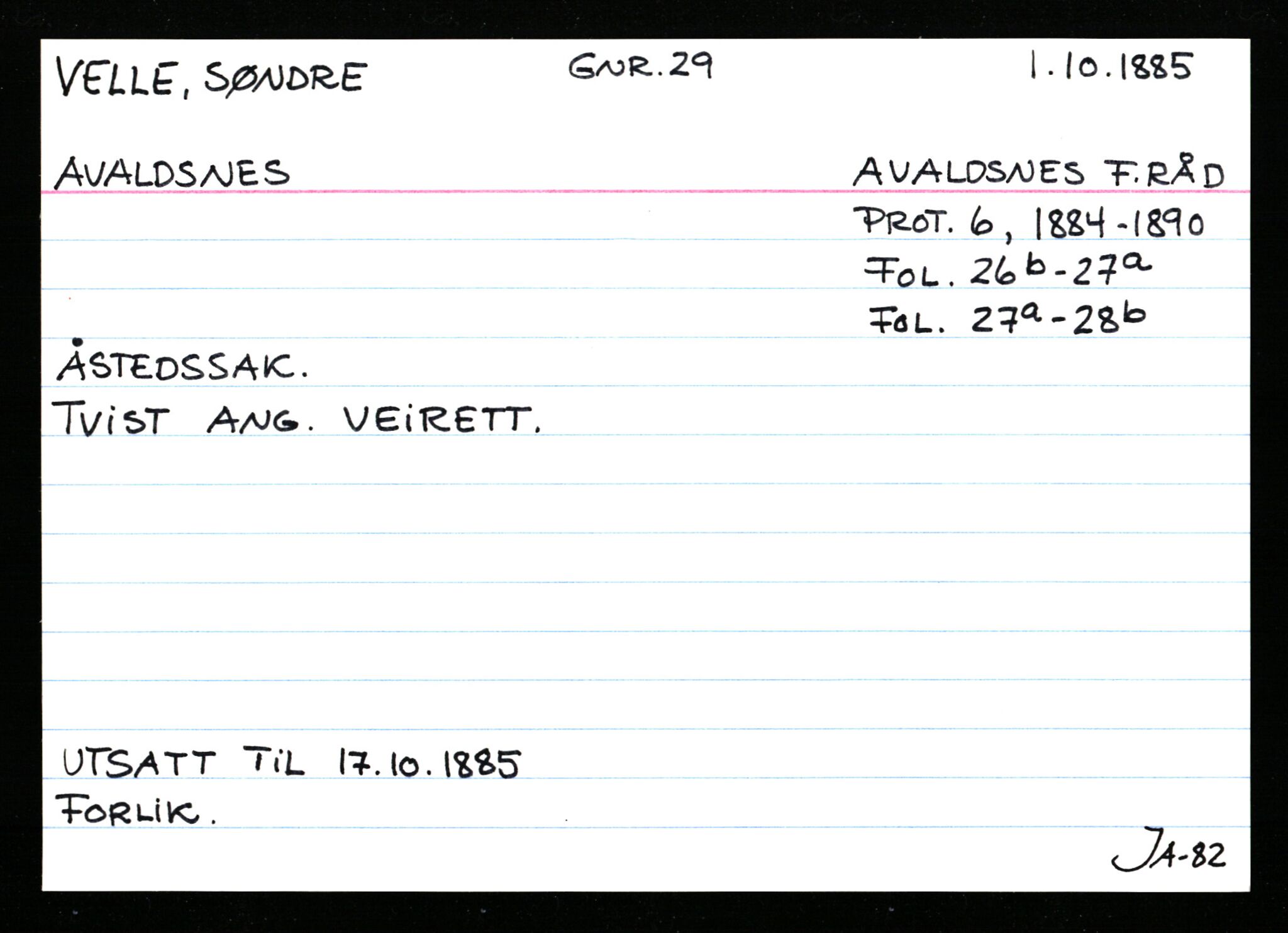 Statsarkivet i Stavanger, AV/SAST-A-101971/03/Y/Ym/L0065: Åstedskort sortert etter gårdsnavn: Vatland - Vervig, 1600-1950, p. 556