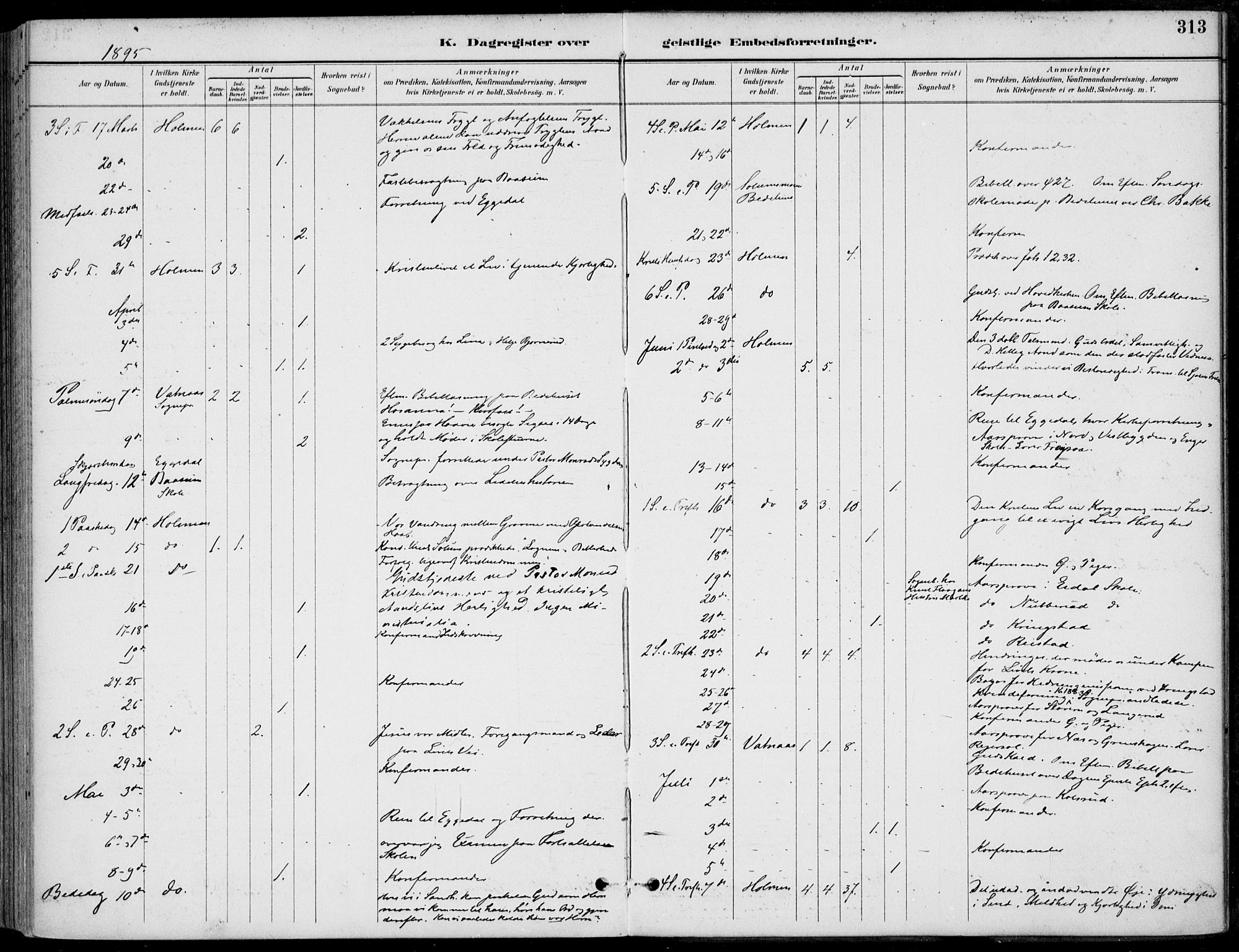 Sigdal kirkebøker, AV/SAKO-A-245/F/Fb/L0001: Parish register (official) no. II 1, 1888-1900, p. 313