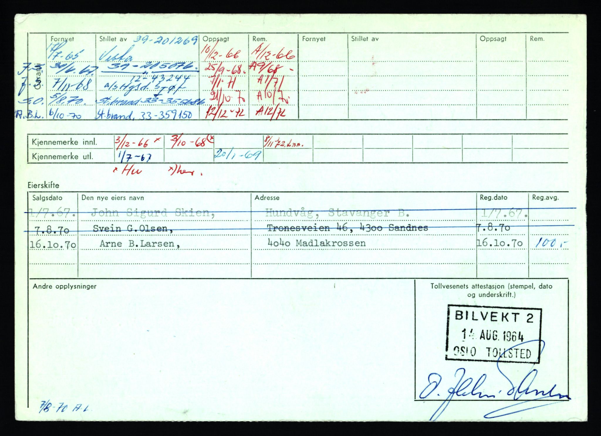 Stavanger trafikkstasjon, AV/SAST-A-101942/0/F/L0006: L-1700 - L-2149, 1930-1971, p. 10