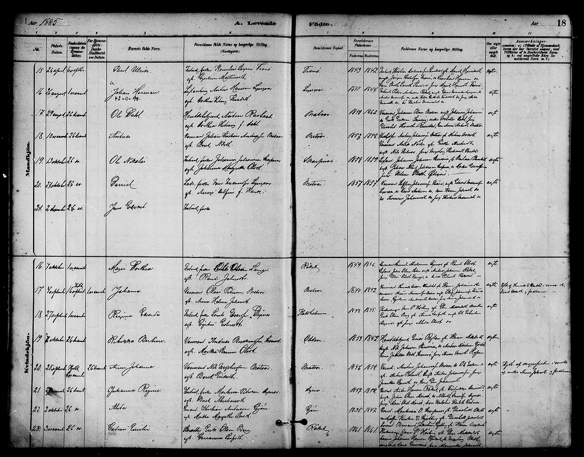 Ministerialprotokoller, klokkerbøker og fødselsregistre - Møre og Romsdal, AV/SAT-A-1454/582/L0947: Parish register (official) no. 582A01, 1880-1900, p. 18