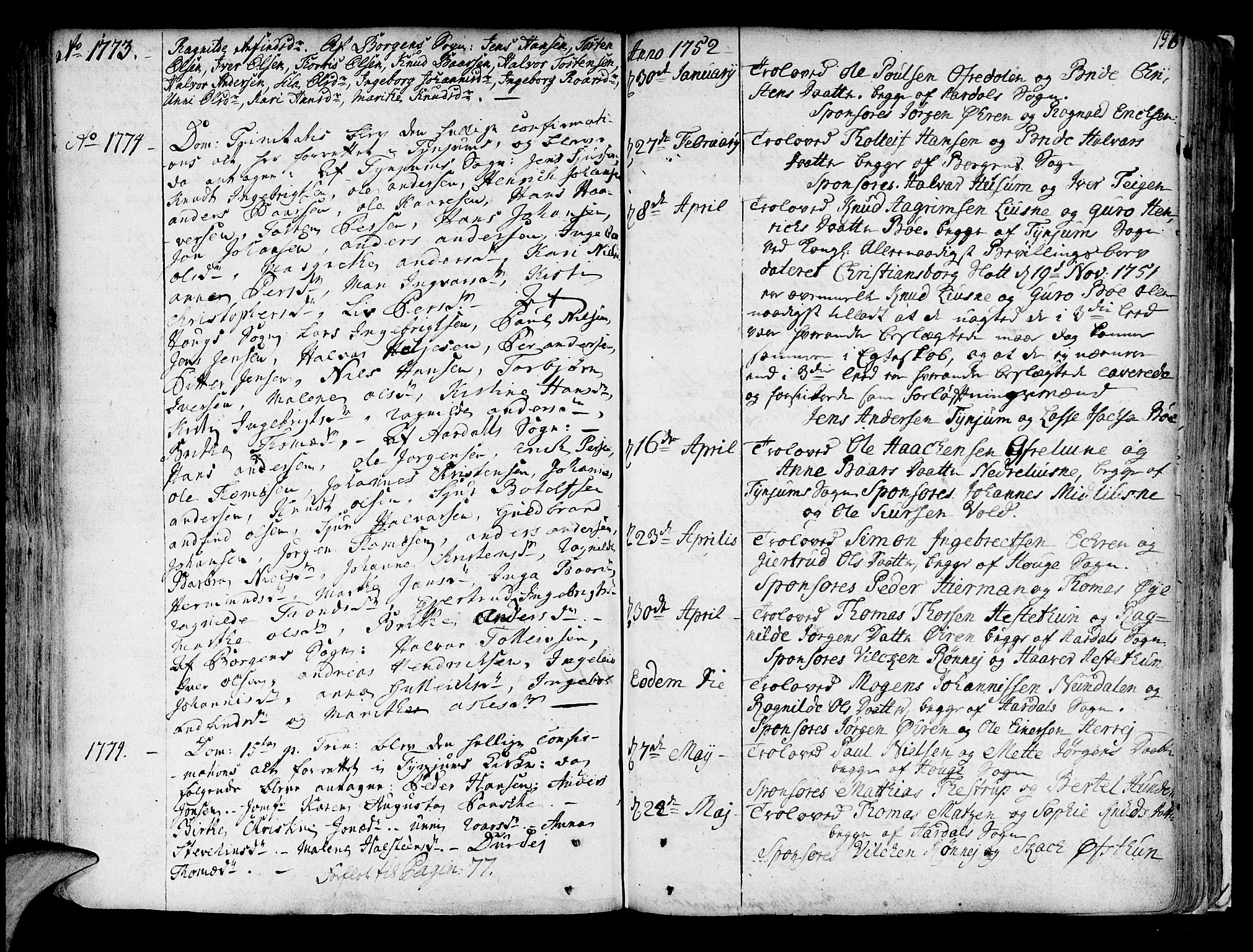 Lærdal sokneprestembete, SAB/A-81201: Parish register (official) no. A 2, 1752-1782, p. 196