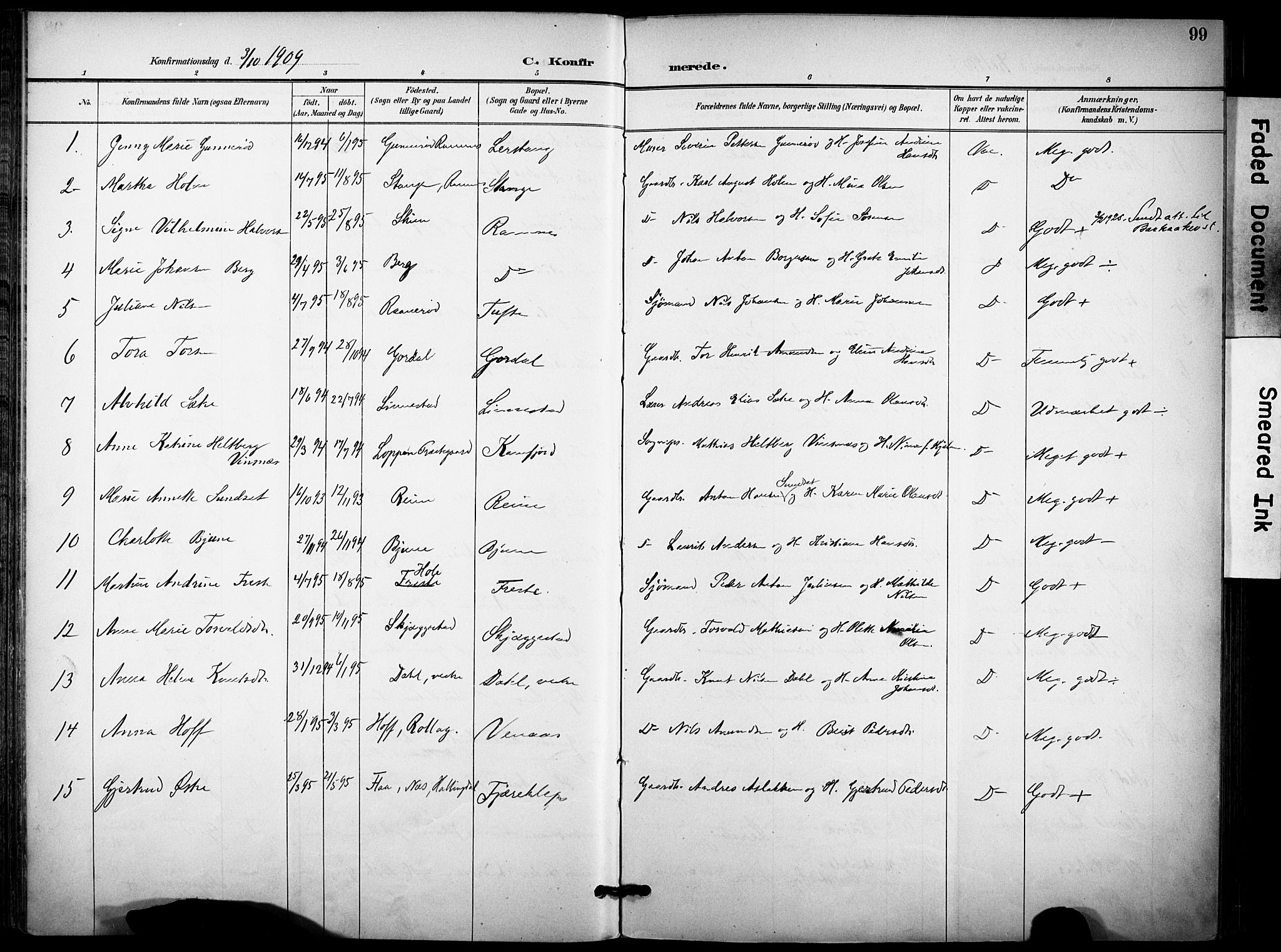 Ramnes kirkebøker, AV/SAKO-A-314/F/Fa/L0008: Parish register (official) no. I 8, 1896-1913, p. 99