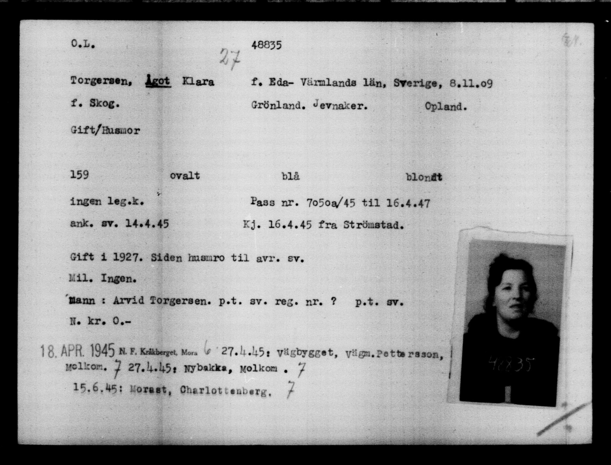 Utenriksstasjonene, Legasjonen i Stockholm, Flyktningkontoret, AV/RA-S-6753/V/Va/L0018: Kjesäterkartoteket, flyktninger med registreringsnr. 46200 og 46300-49603, 1940-1945, p. 2656