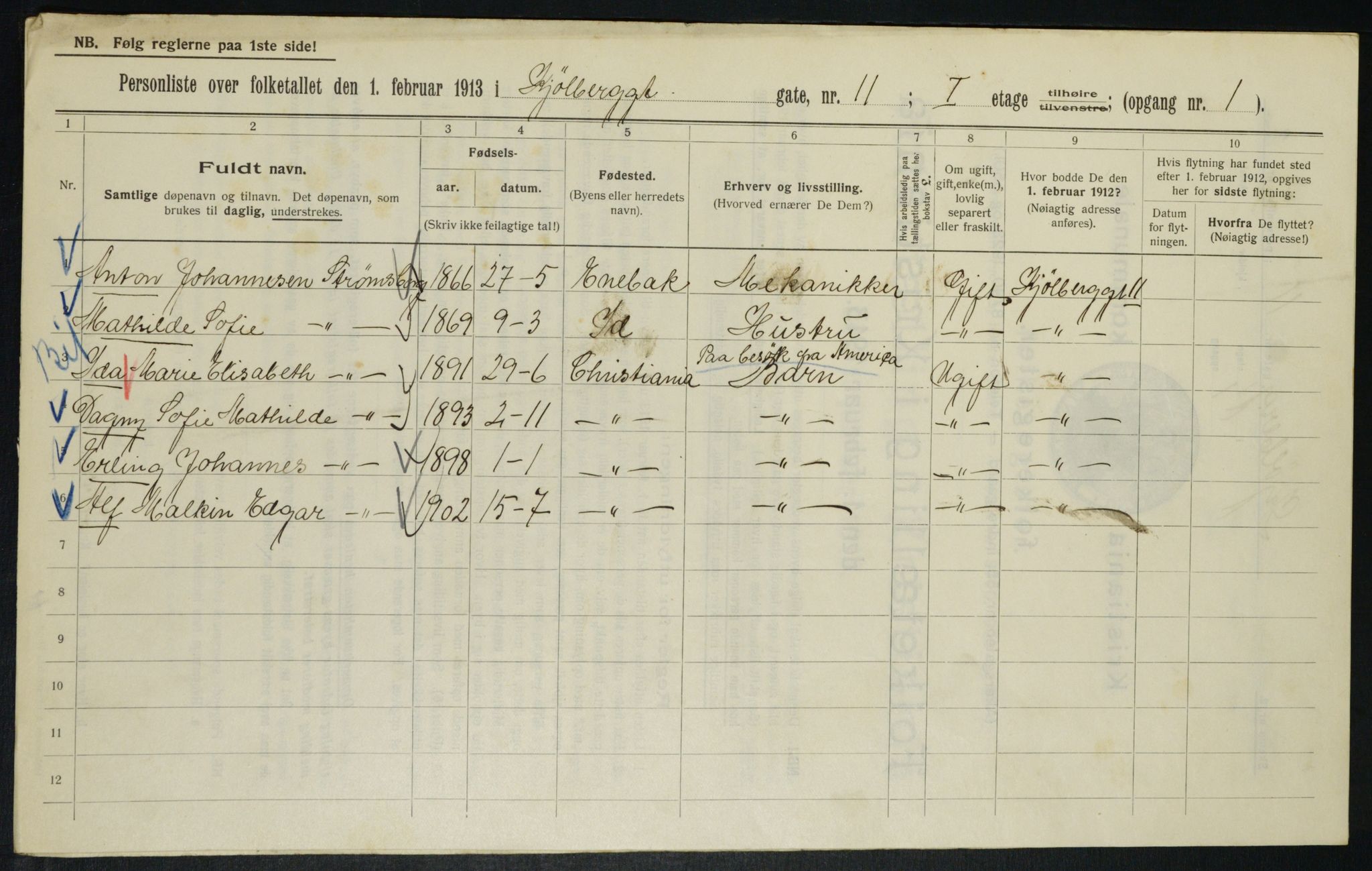 OBA, Municipal Census 1913 for Kristiania, 1913, p. 51235