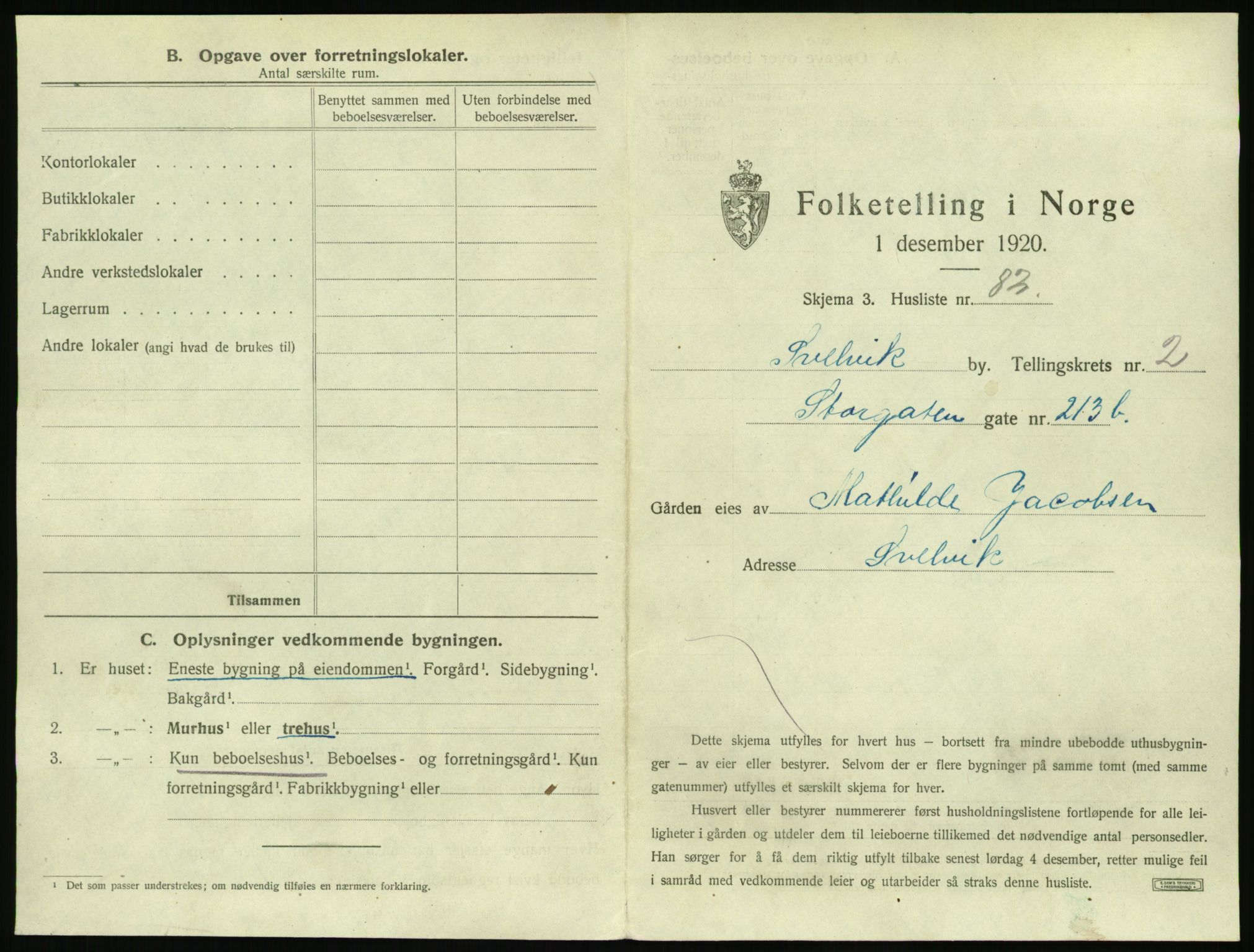 SAKO, 1920 census for Svelvik, 1920, p. 441