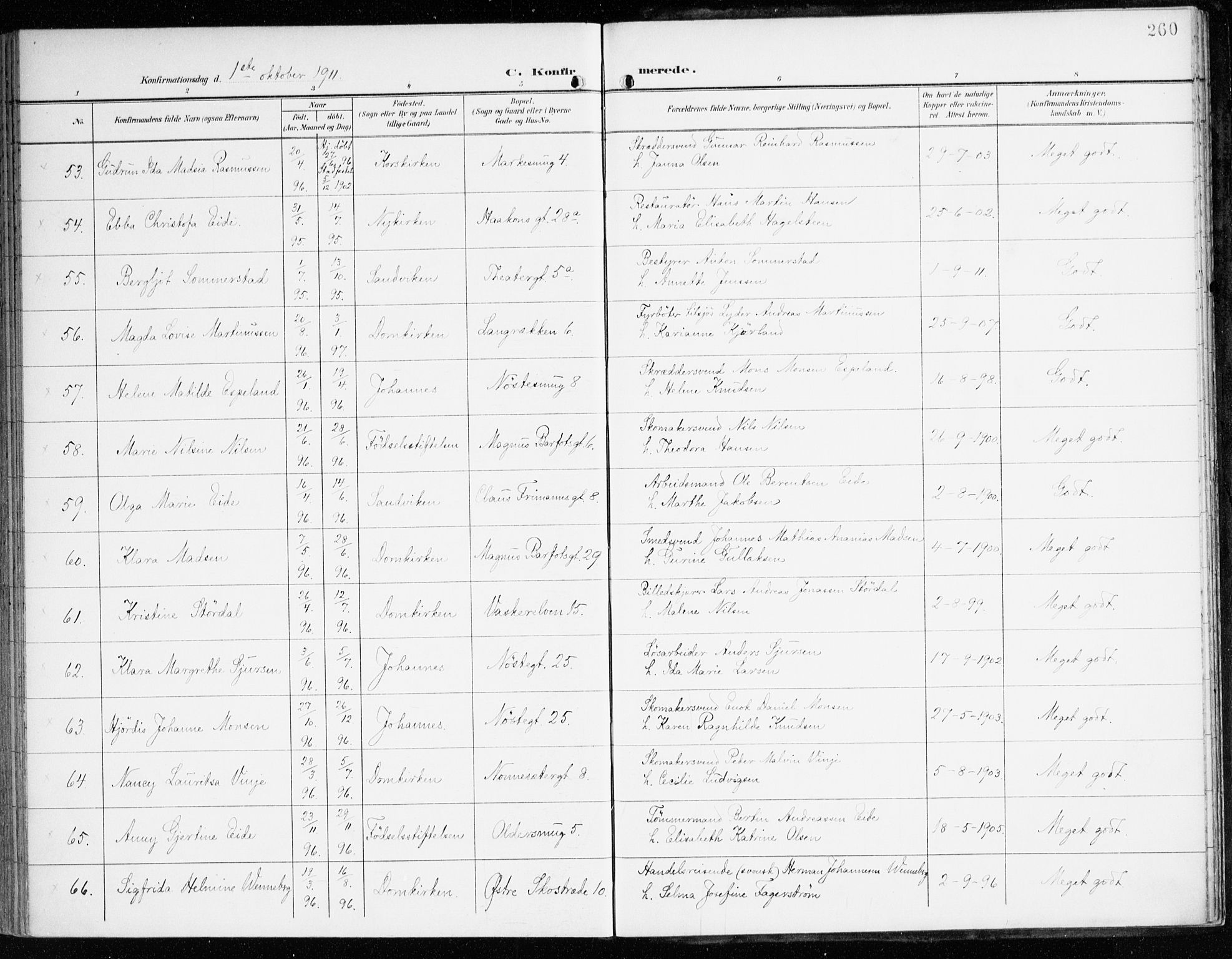 Domkirken sokneprestembete, SAB/A-74801/H/Haa/L0031: Parish register (official) no. C 6, 1898-1915, p. 260