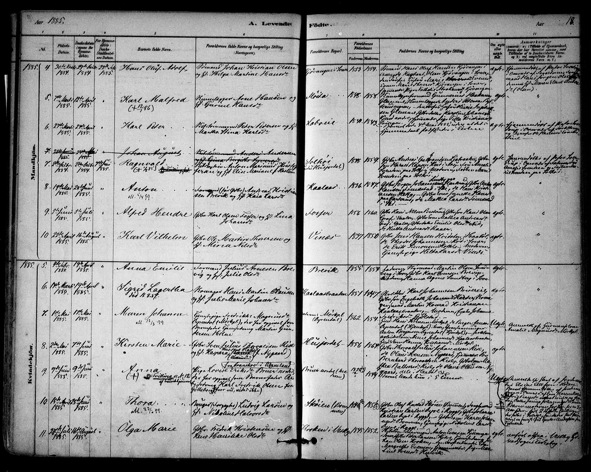 Vestby prestekontor Kirkebøker, AV/SAO-A-10893/F/Fb/L0001: Parish register (official) no. II 1, 1878-1903, p. 18