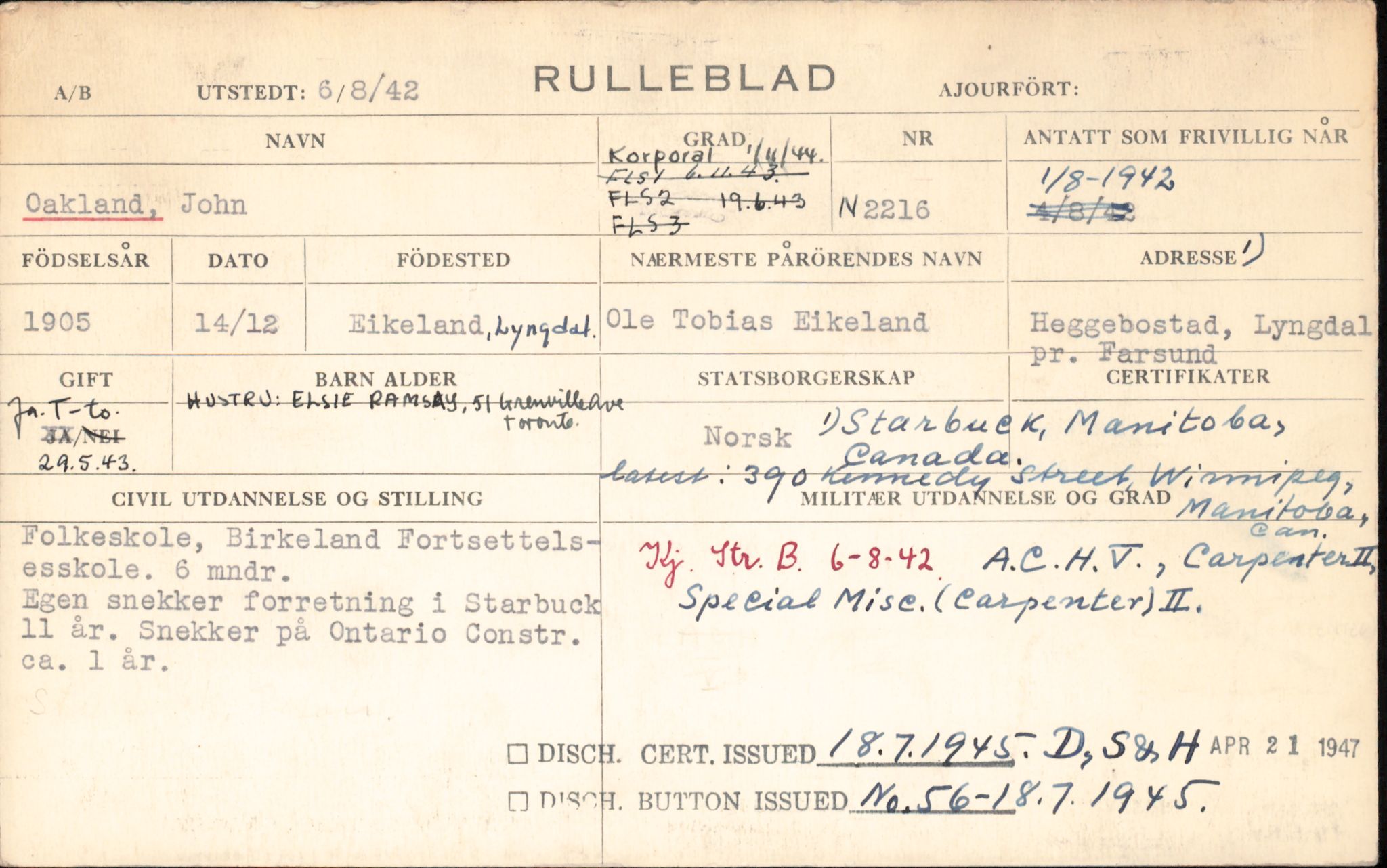 Forsvaret, Forsvarets overkommando/Luftforsvarsstaben, AV/RA-RAFA-4079/P/Pa/L0013: Personellmapper, 1905, p. 474