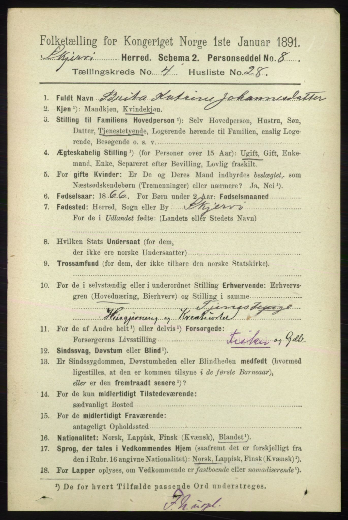 RA, 1891 census for 1941 Skjervøy, 1891, p. 2508