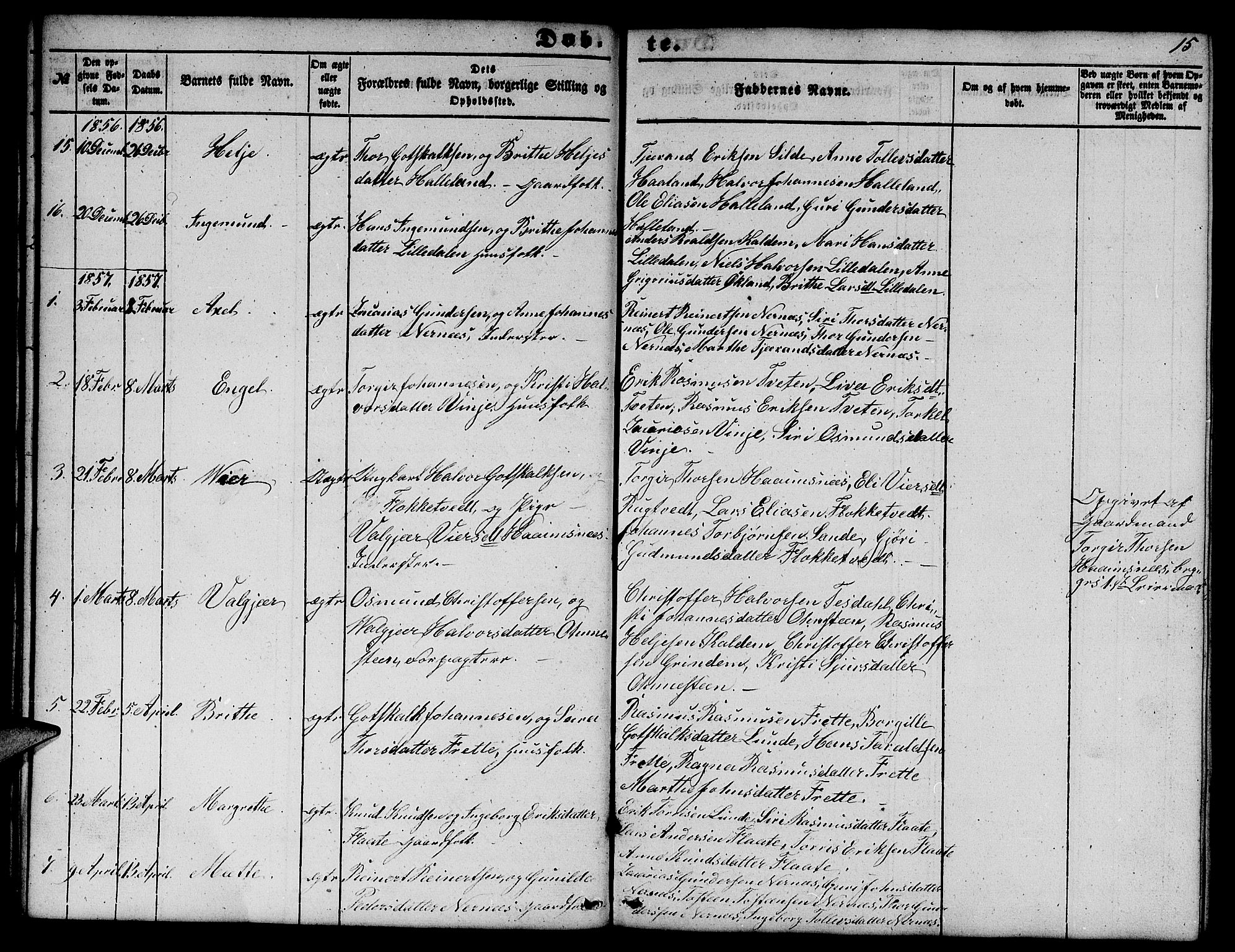 Etne sokneprestembete, SAB/A-75001/H/Hab: Parish register (copy) no. C 2, 1851-1865, p. 15