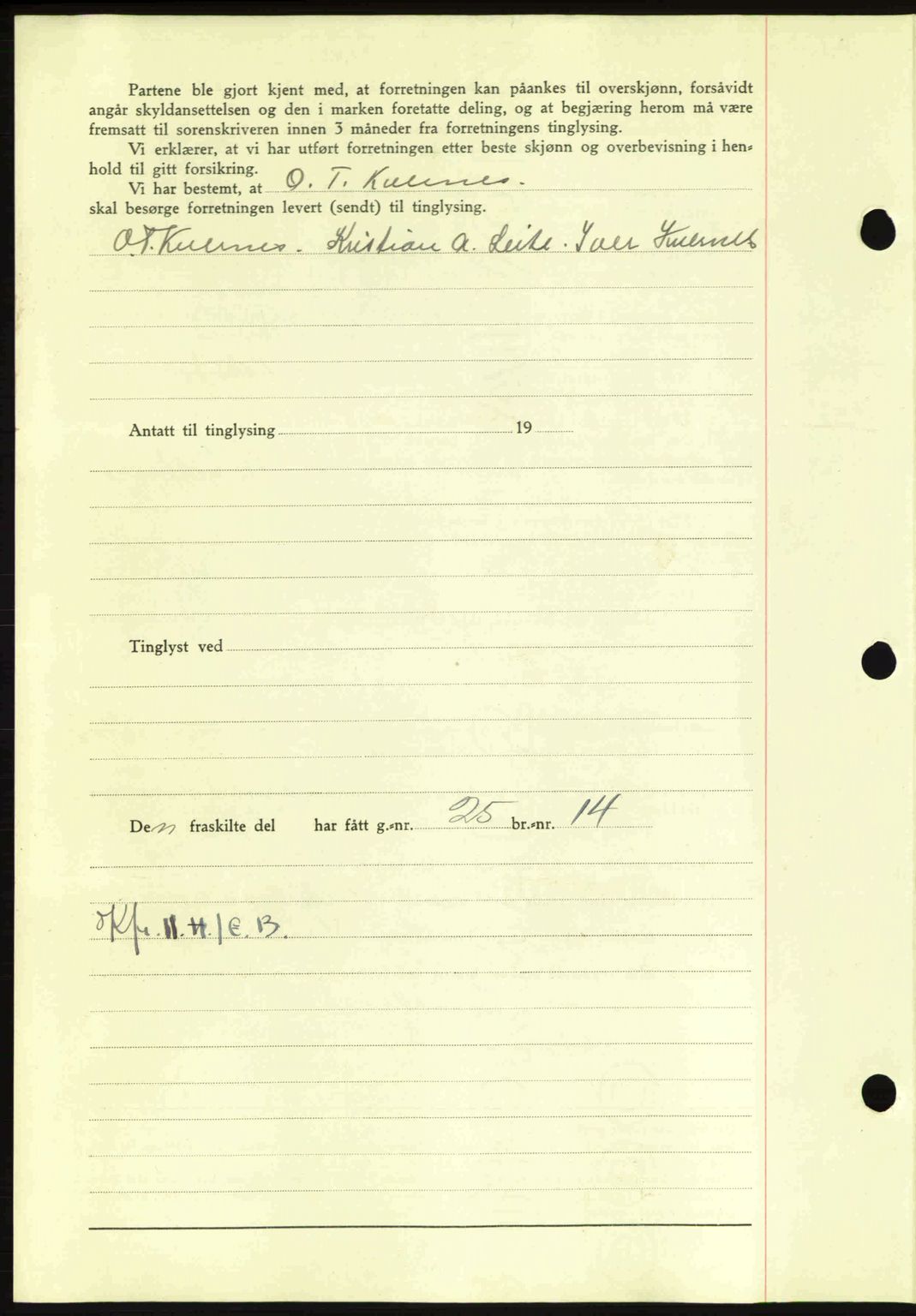 Nordmøre sorenskriveri, SAT/A-4132/1/2/2Ca: Mortgage book no. A90, 1941-1941, Diary no: : 1341/1941