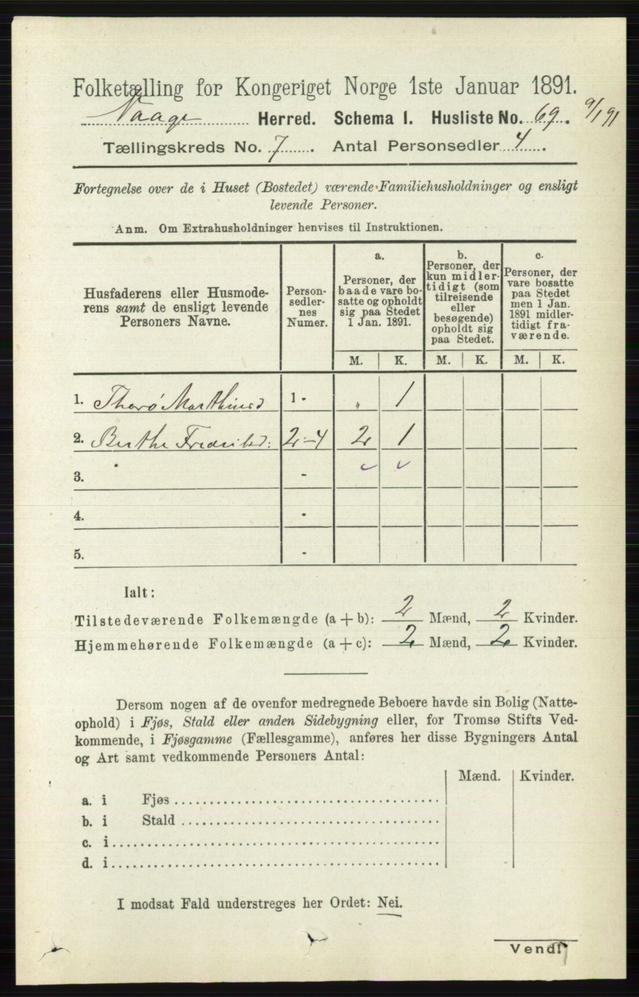 RA, 1891 census for 0515 Vågå, 1891, p. 4318