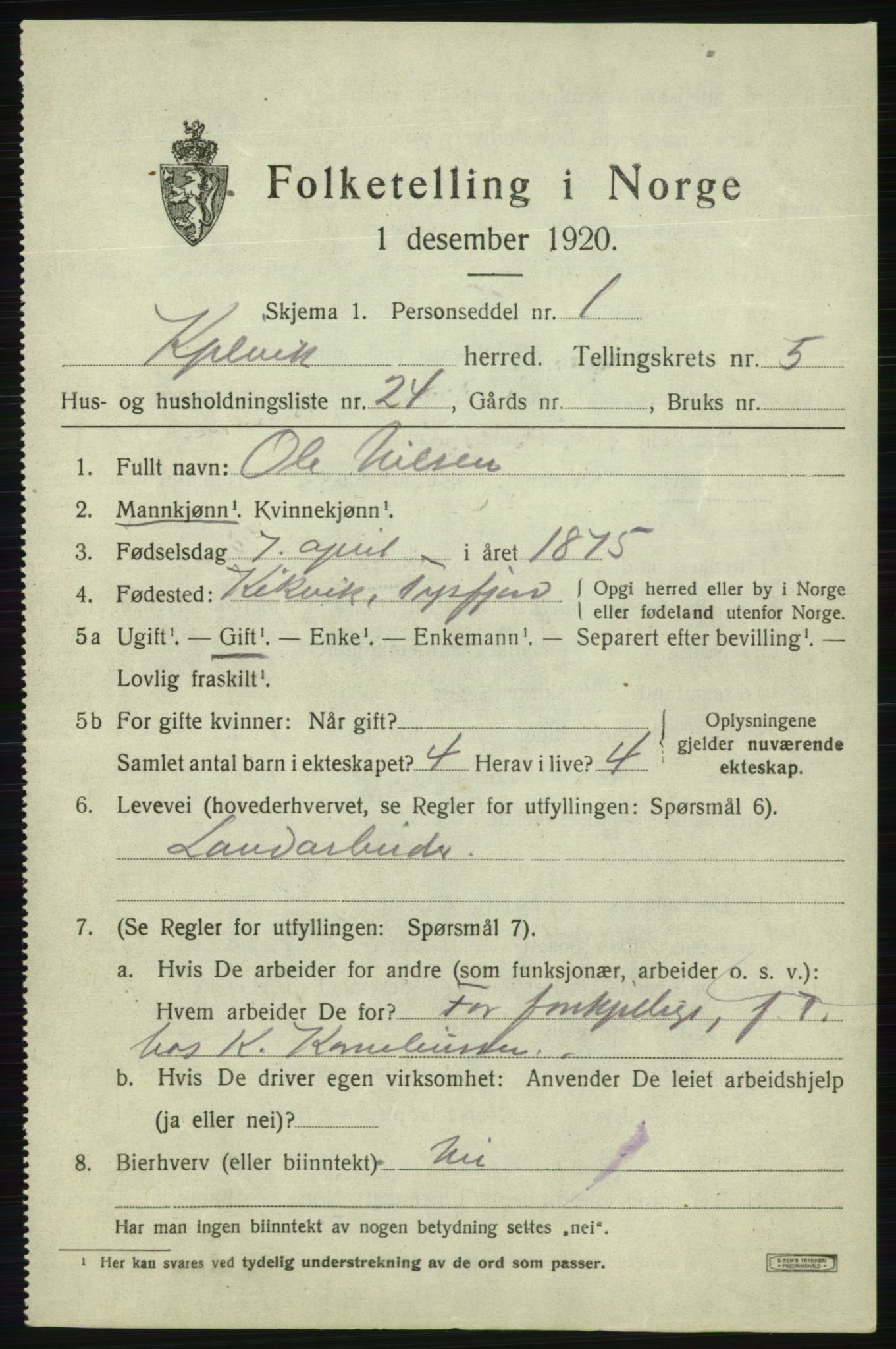 SATØ, 1920 census for Kjelvik, 1920, p. 2565