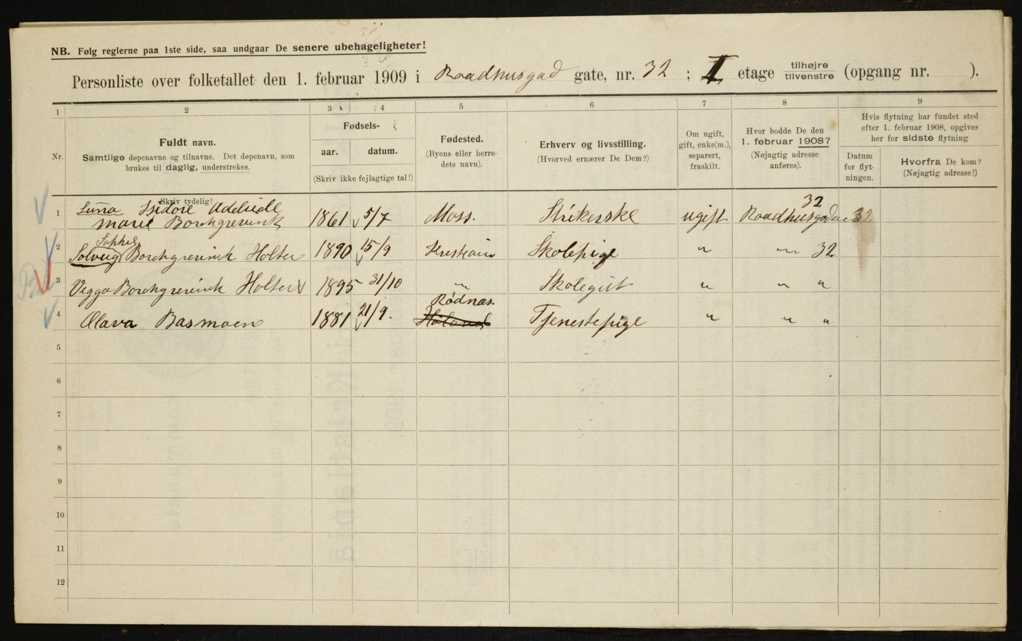 OBA, Municipal Census 1909 for Kristiania, 1909, p. 78566