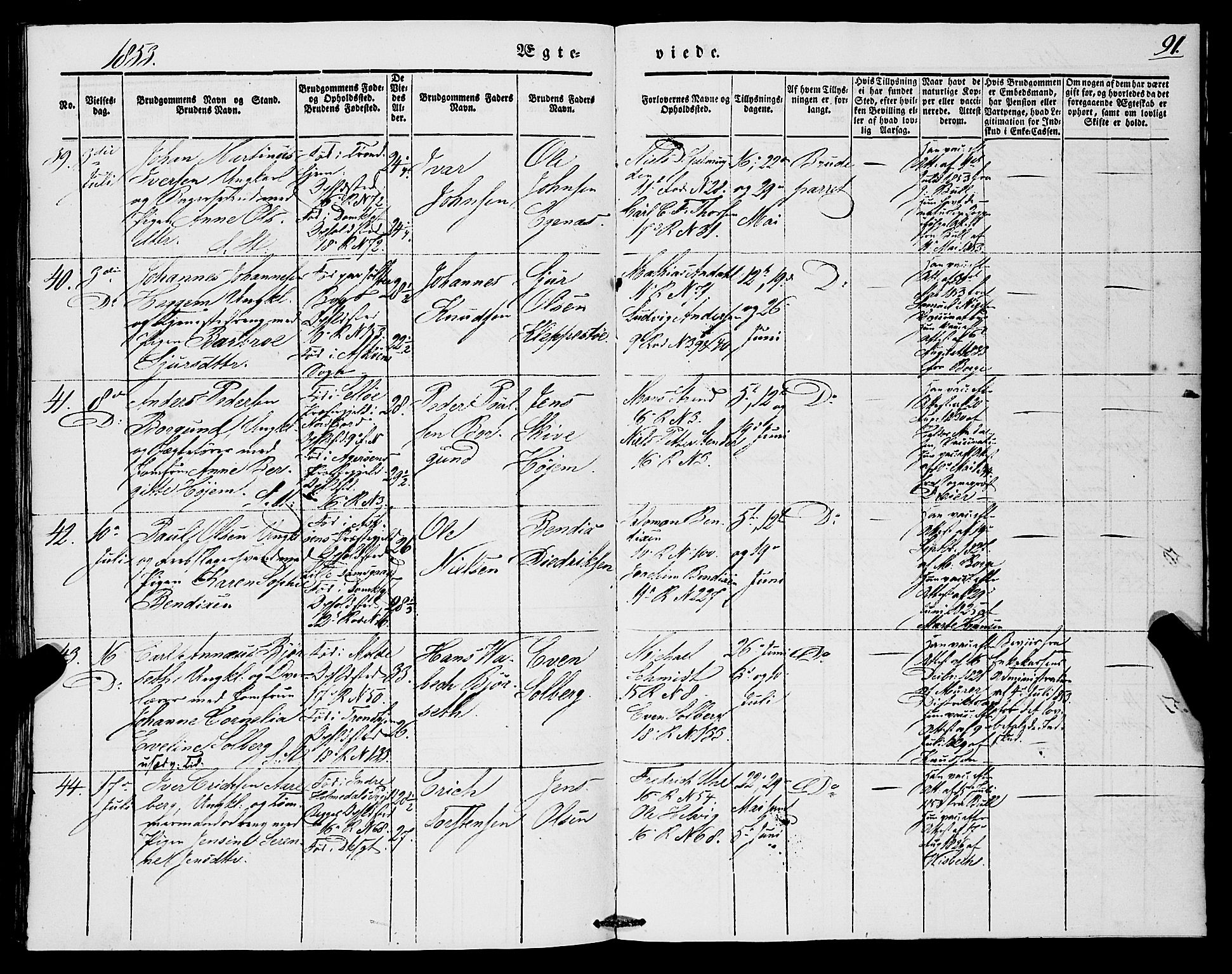 Domkirken sokneprestembete, SAB/A-74801/H/Haa/L0033: Parish register (official) no. D 1, 1841-1853, p. 91