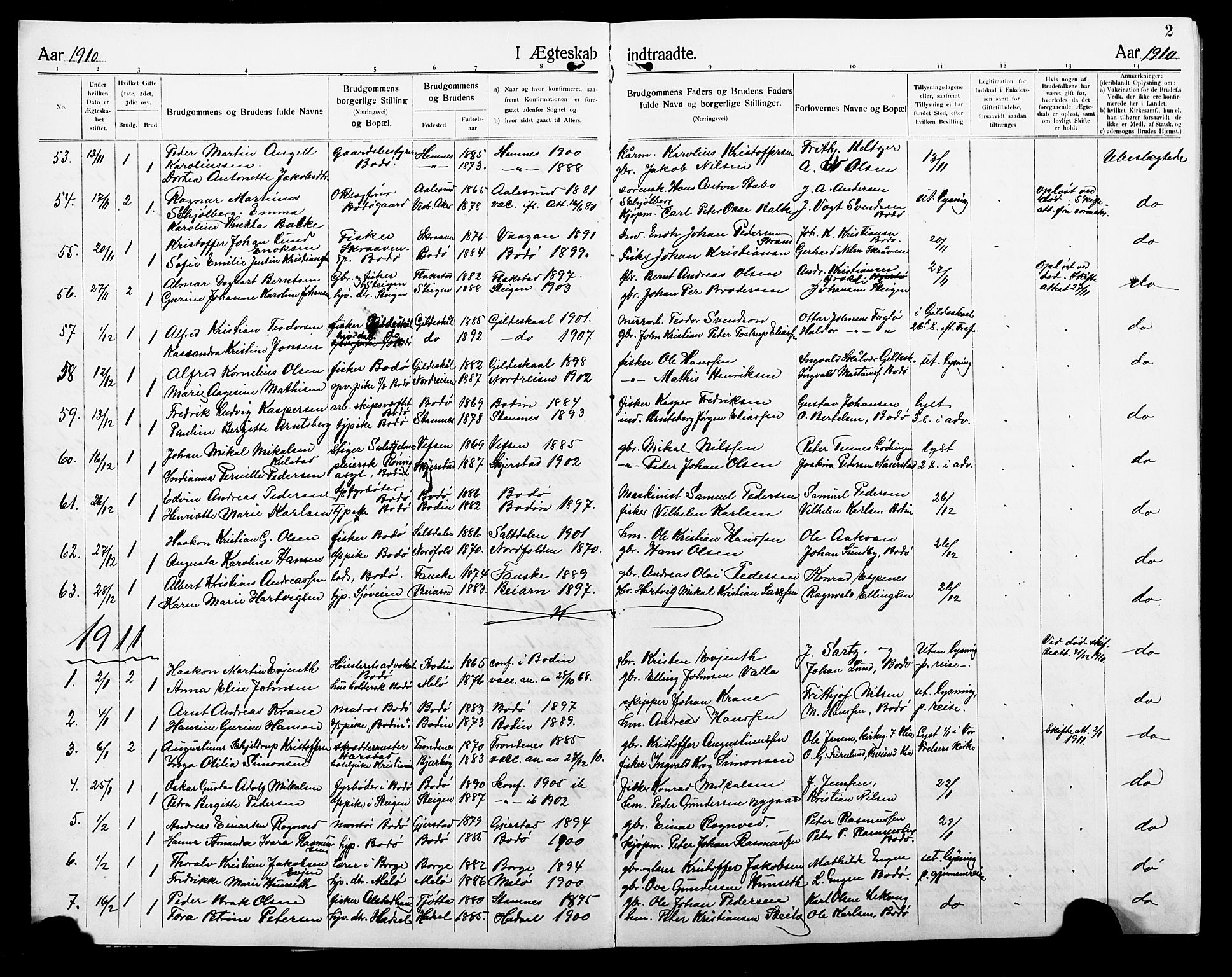 Ministerialprotokoller, klokkerbøker og fødselsregistre - Nordland, SAT/A-1459/801/L0035: Parish register (copy) no. 801C10, 1910-1923, p. 2