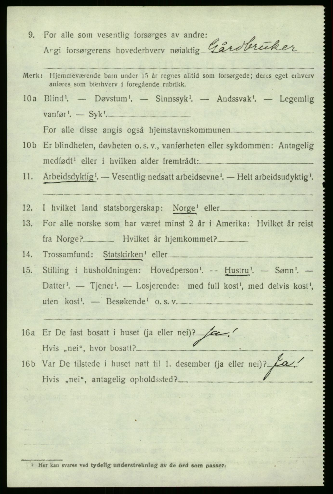 SAB, 1920 census for Hyllestad, 1920, p. 2811