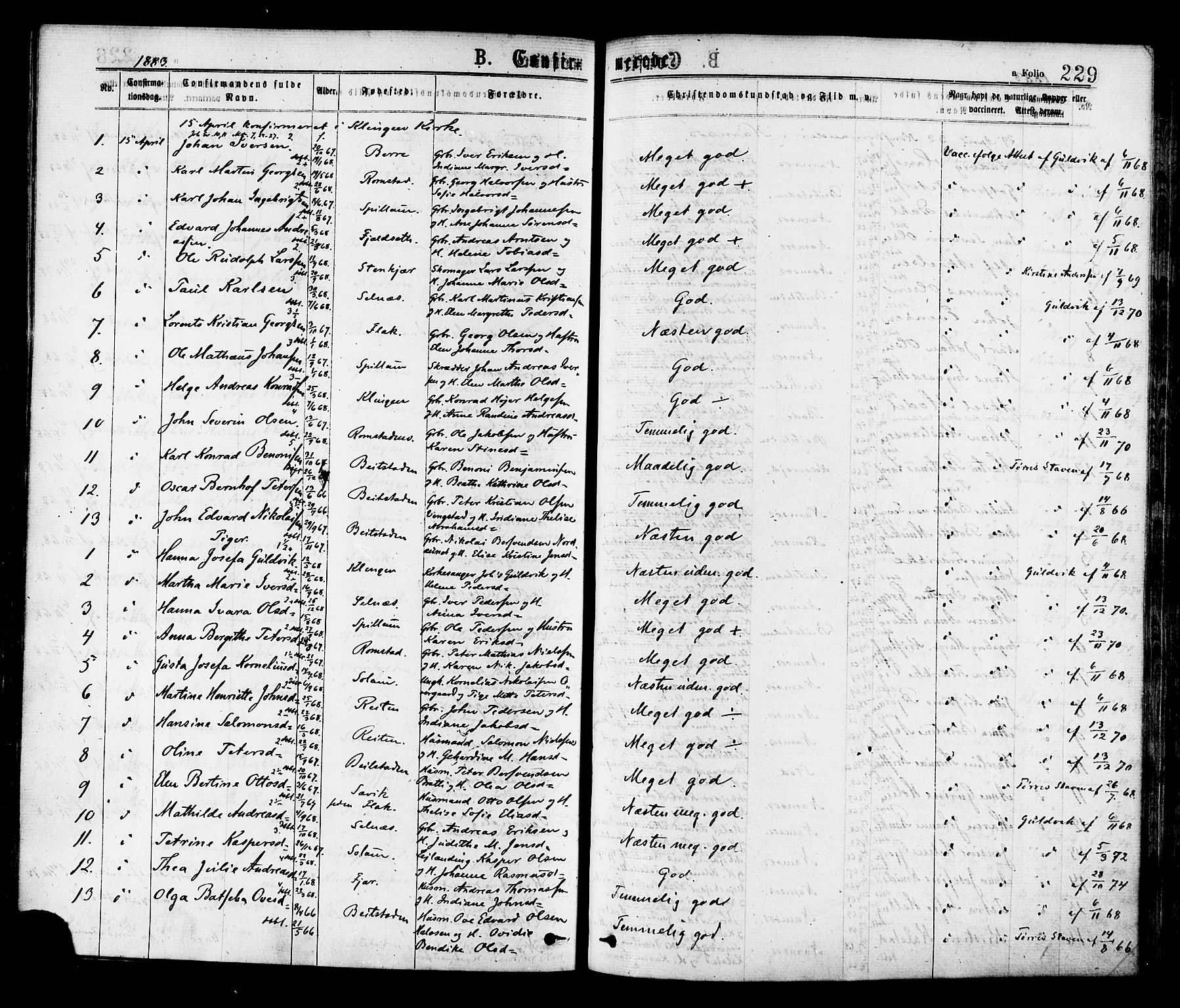 Ministerialprotokoller, klokkerbøker og fødselsregistre - Nord-Trøndelag, SAT/A-1458/768/L0572: Parish register (official) no. 768A07, 1874-1886, p. 229