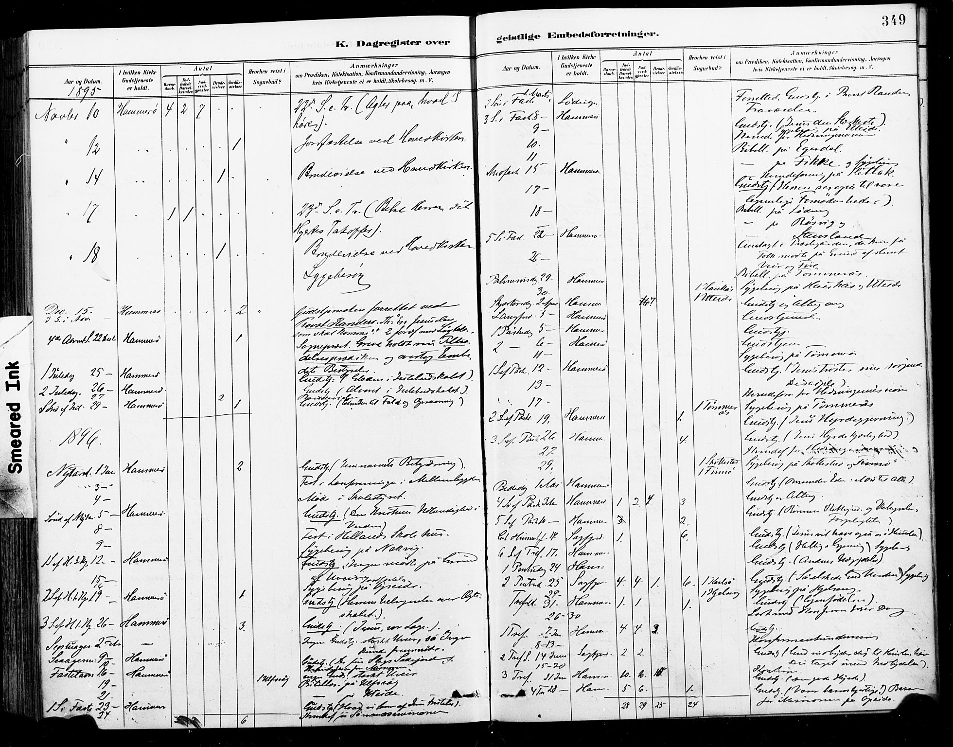 Ministerialprotokoller, klokkerbøker og fødselsregistre - Nordland, SAT/A-1459/859/L0847: Parish register (official) no. 859A07, 1890-1899, p. 349
