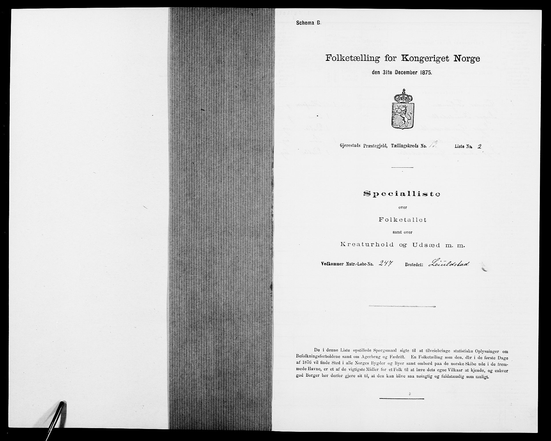 SAK, 1875 census for 0911P Gjerstad, 1875, p. 1282