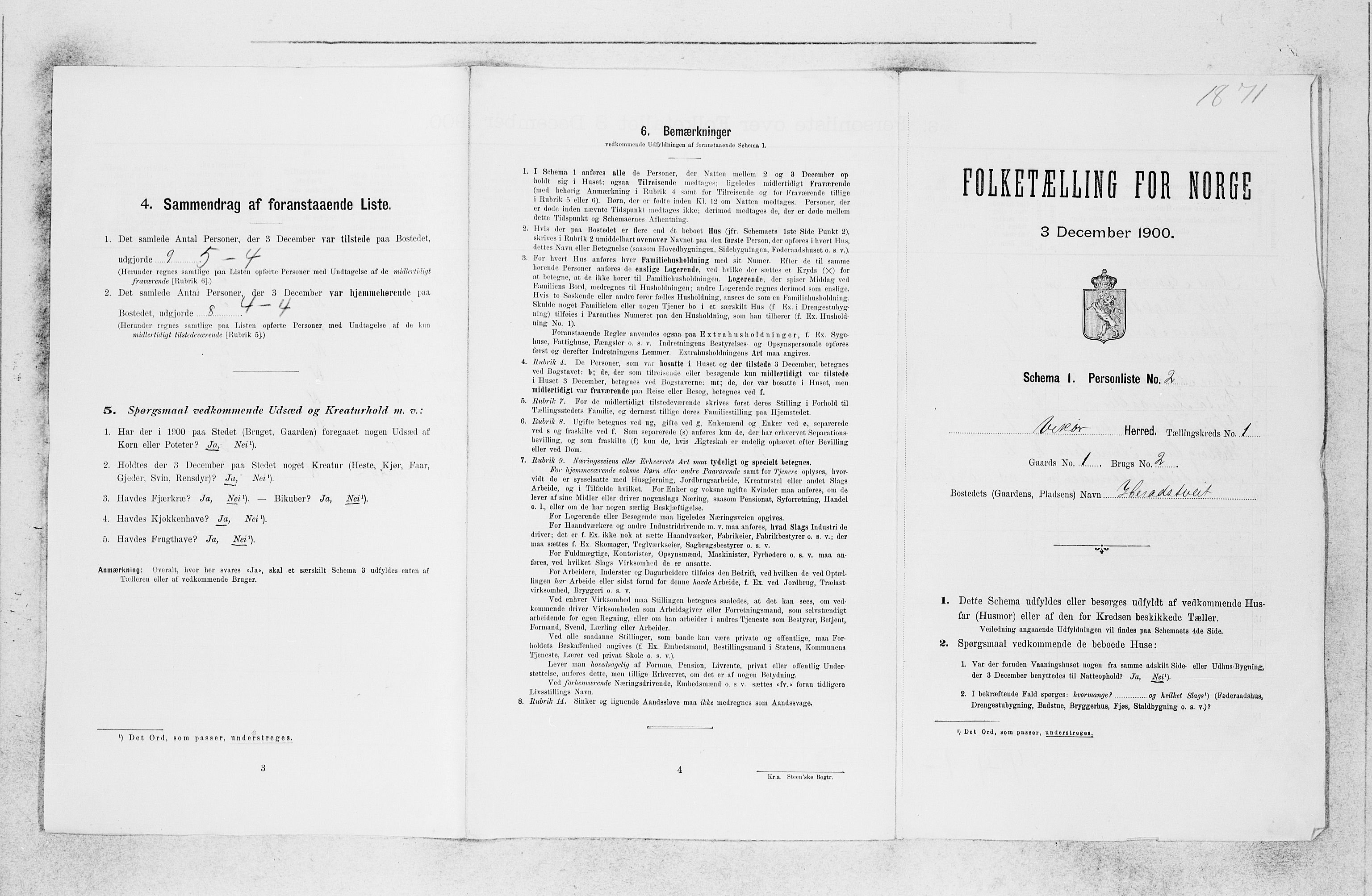 SAB, 1900 census for Kvam, 1900, p. 55