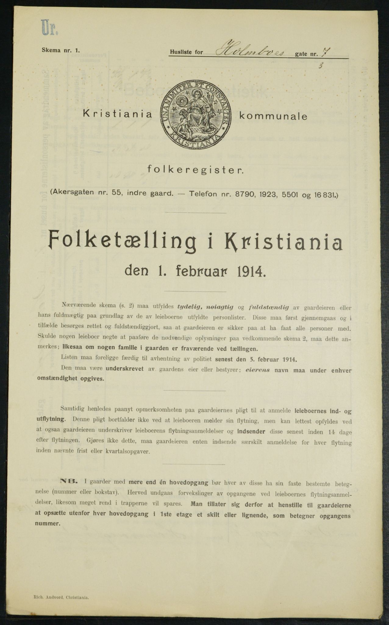 OBA, Municipal Census 1914 for Kristiania, 1914, p. 40864