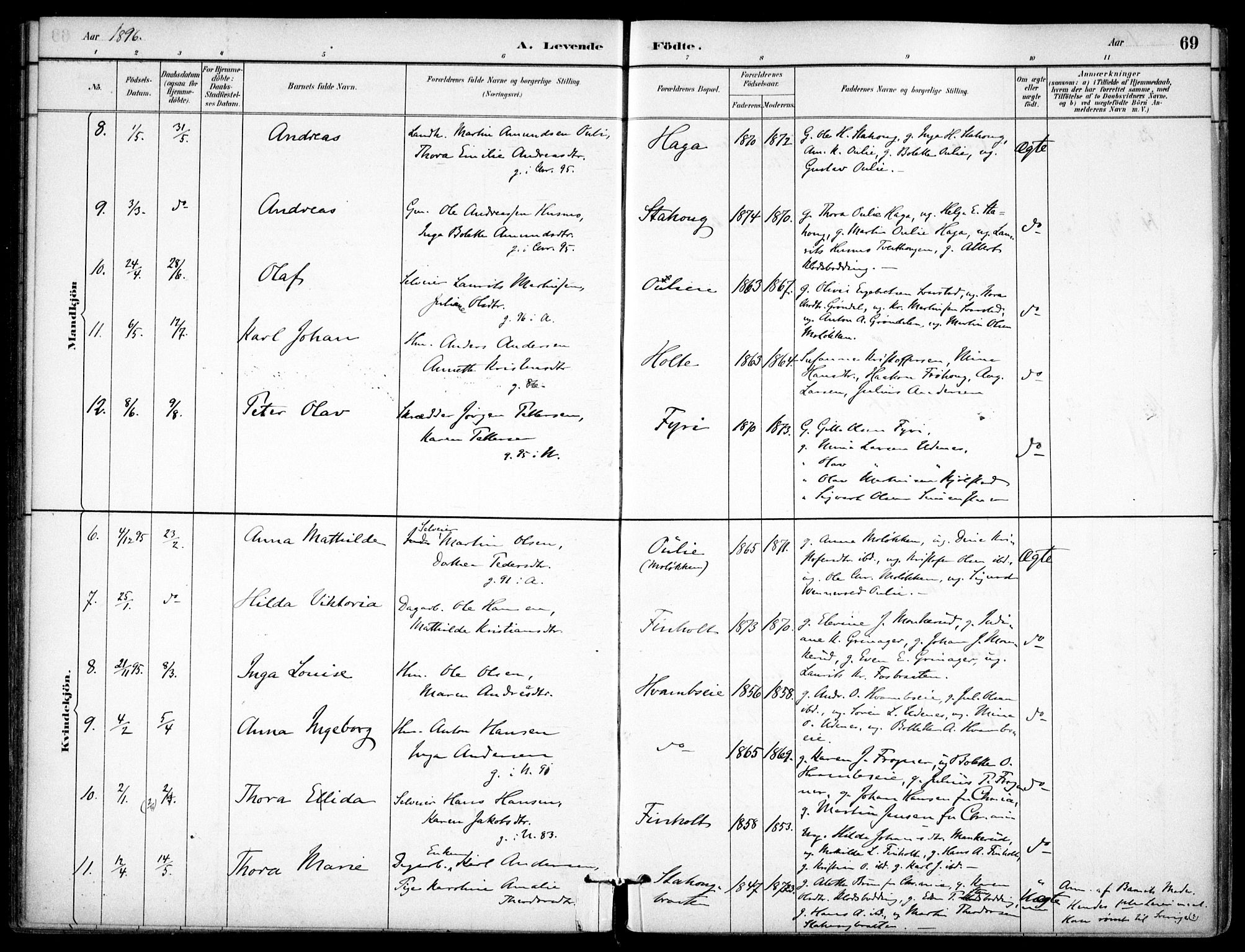 Nes prestekontor Kirkebøker, SAO/A-10410/F/Fc/L0002: Parish register (official) no. IIi 2, 1882-1916, p. 69