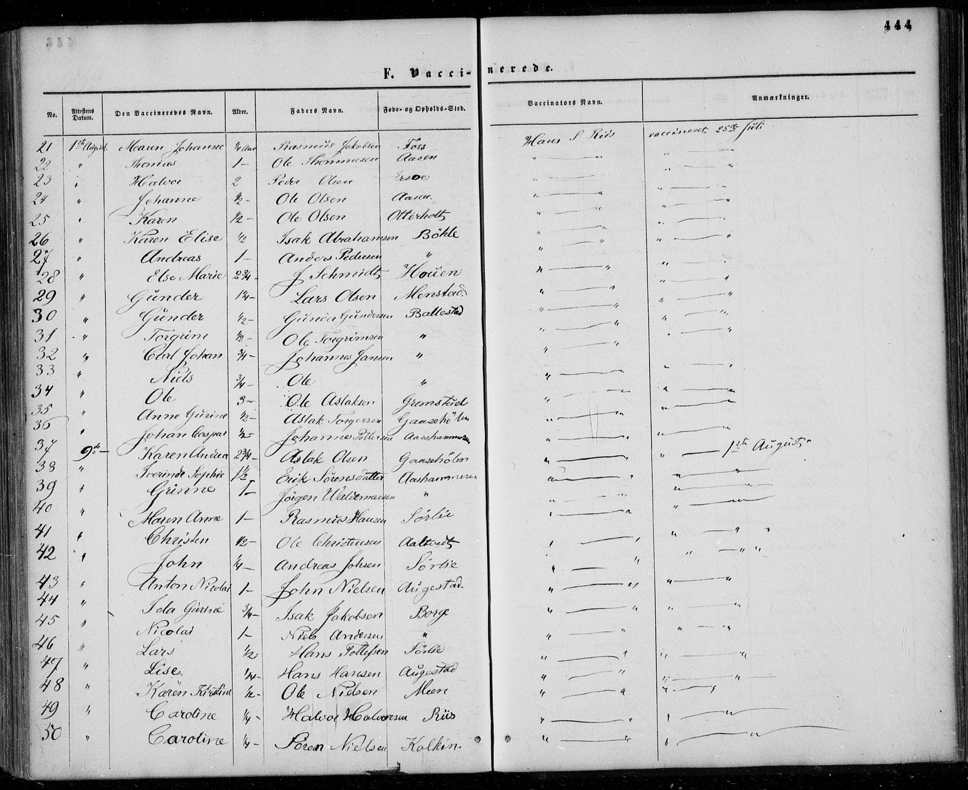 Gjerpen kirkebøker, SAKO/A-265/F/Fa/L0008b: Parish register (official) no. I 8B, 1857-1871, p. 444
