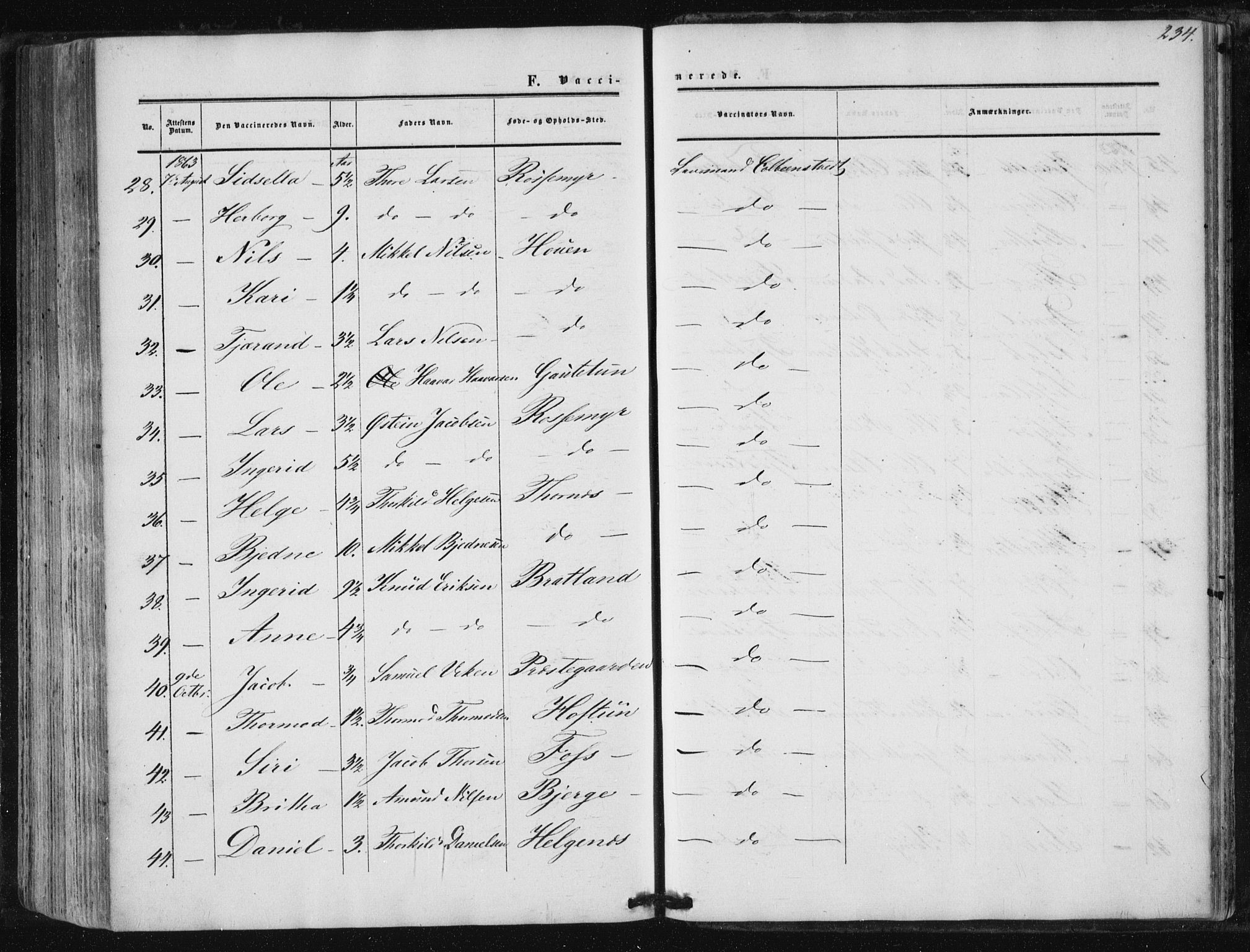 Suldal sokneprestkontor, AV/SAST-A-101845/01/IV/L0009: Parish register (official) no. A 9, 1854-1868, p. 234