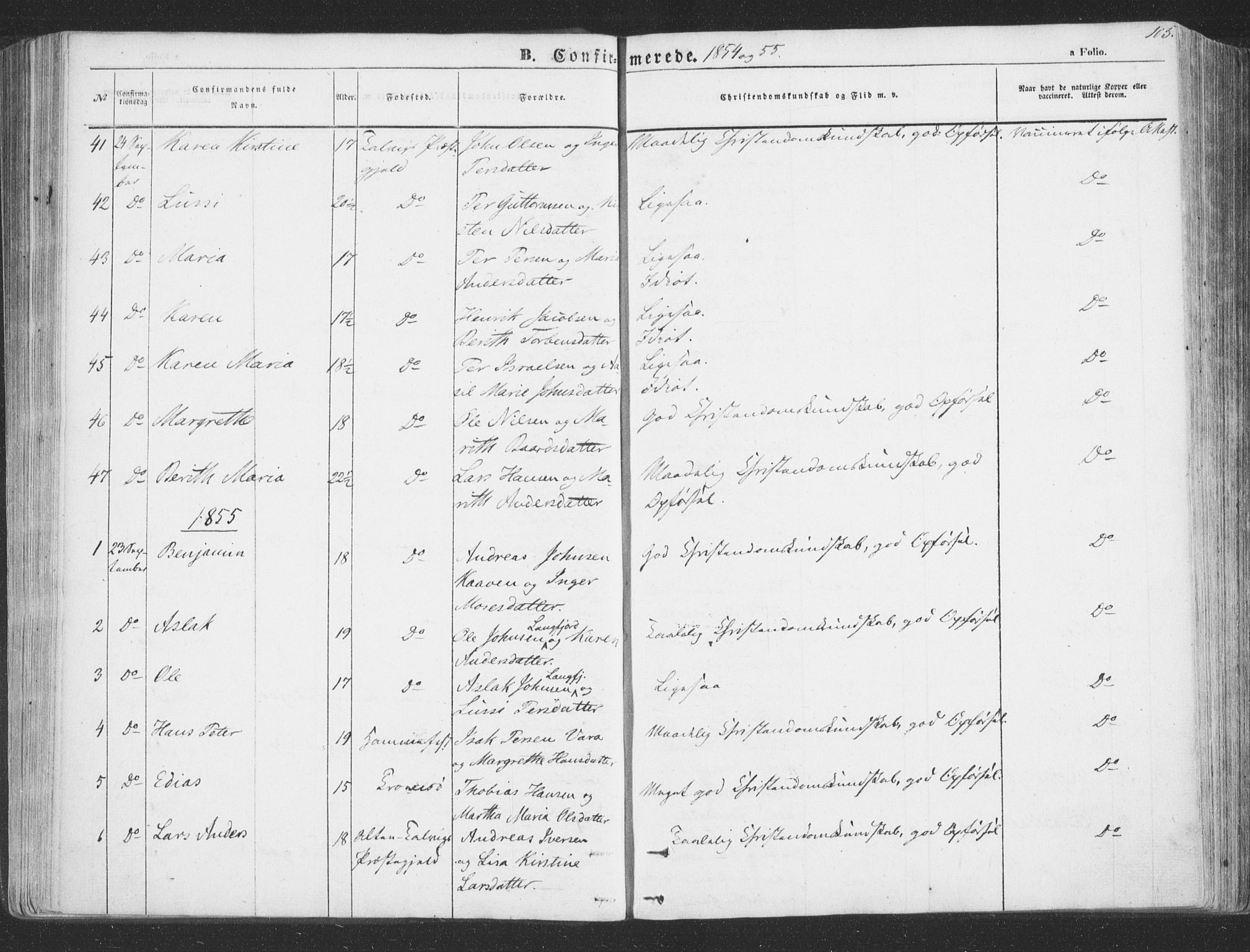 Talvik sokneprestkontor, AV/SATØ-S-1337/H/Ha/L0010kirke: Parish register (official) no. 10, 1852-1864, p. 105