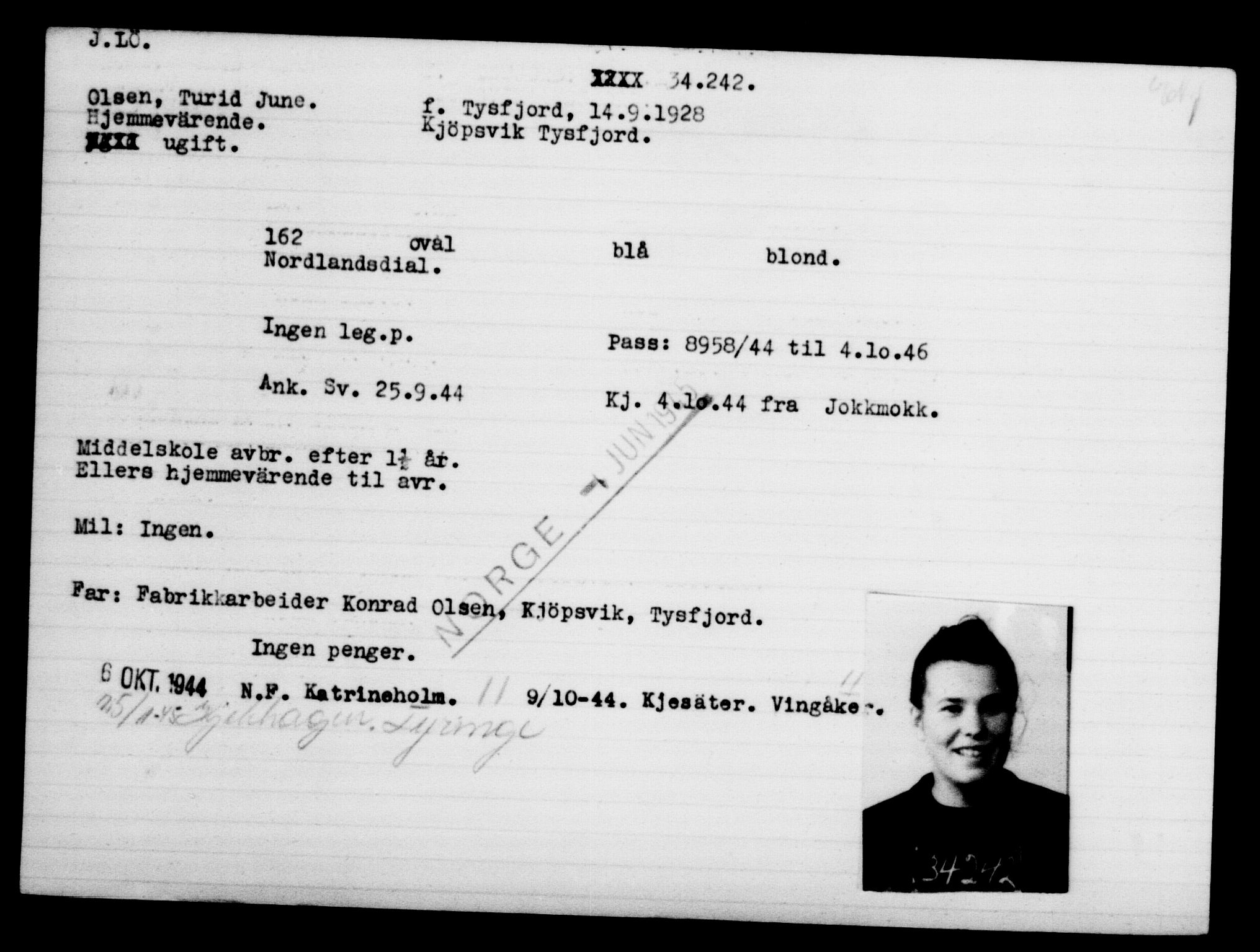 Utenriksstasjonene, Legasjonen i Stockholm, Flyktningkontoret, AV/RA-S-6753/V/Va/L0013: Kjesäterkartoteket, flyktninger med registreringsnr. 31500-34731, 1940-1945, p. 2894