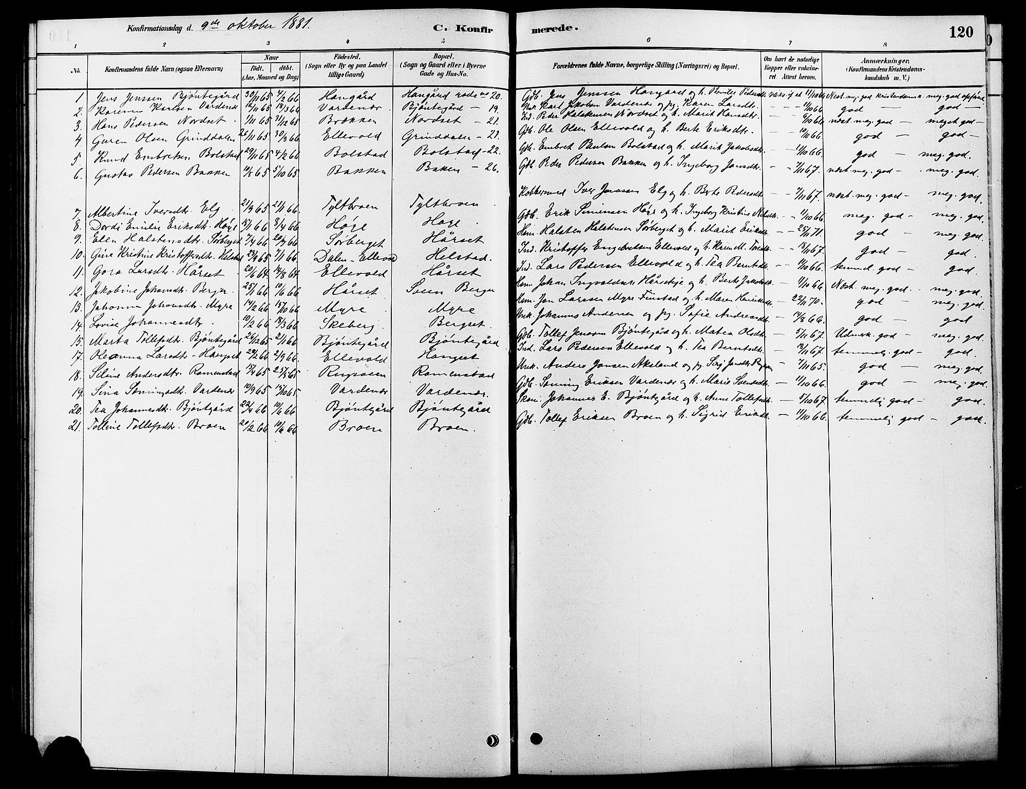 Rendalen prestekontor, SAH/PREST-054/H/Ha/Hab/L0003: Parish register (copy) no. 3, 1879-1904, p. 120
