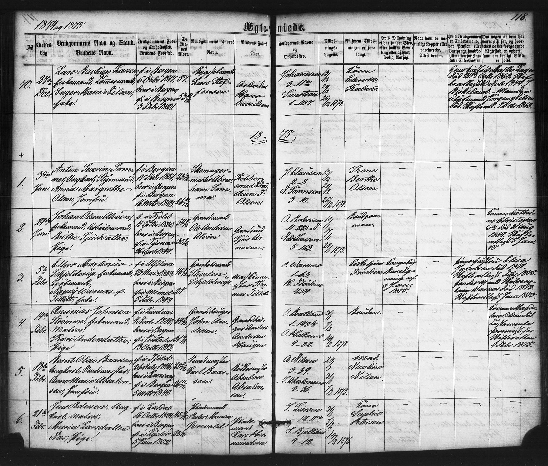 Nykirken Sokneprestembete, SAB/A-77101/H/Haa/L0032: Parish register (official) no. D 2, 1861-1883, p. 118