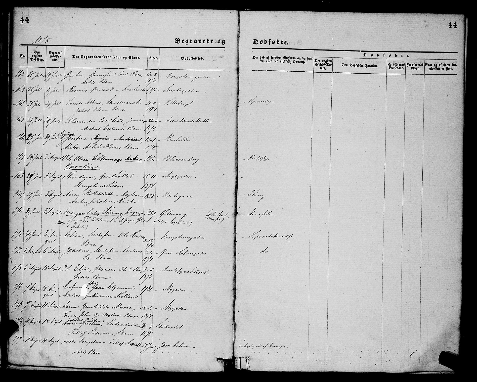 St. Petri sokneprestkontor, SAST/A-101813/001/30/30BA/L0012: Parish register (official) no. A 12, 1873-1878, p. 44