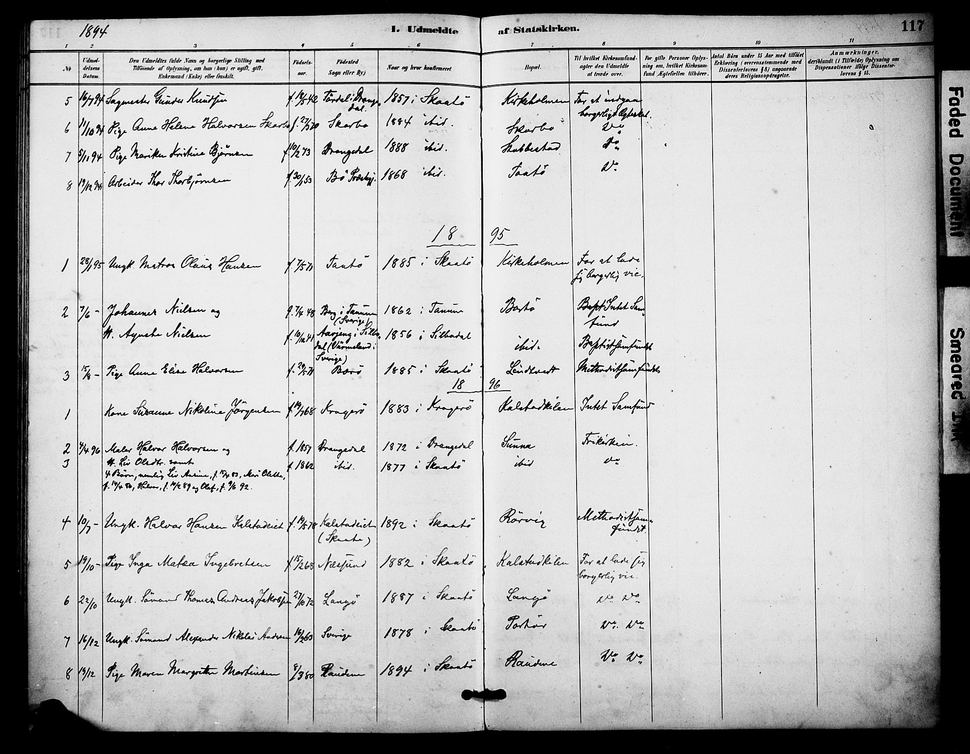 Skåtøy kirkebøker, AV/SAKO-A-304/F/Fa/L0004: Parish register (official) no. I 4, 1884-1900, p. 117
