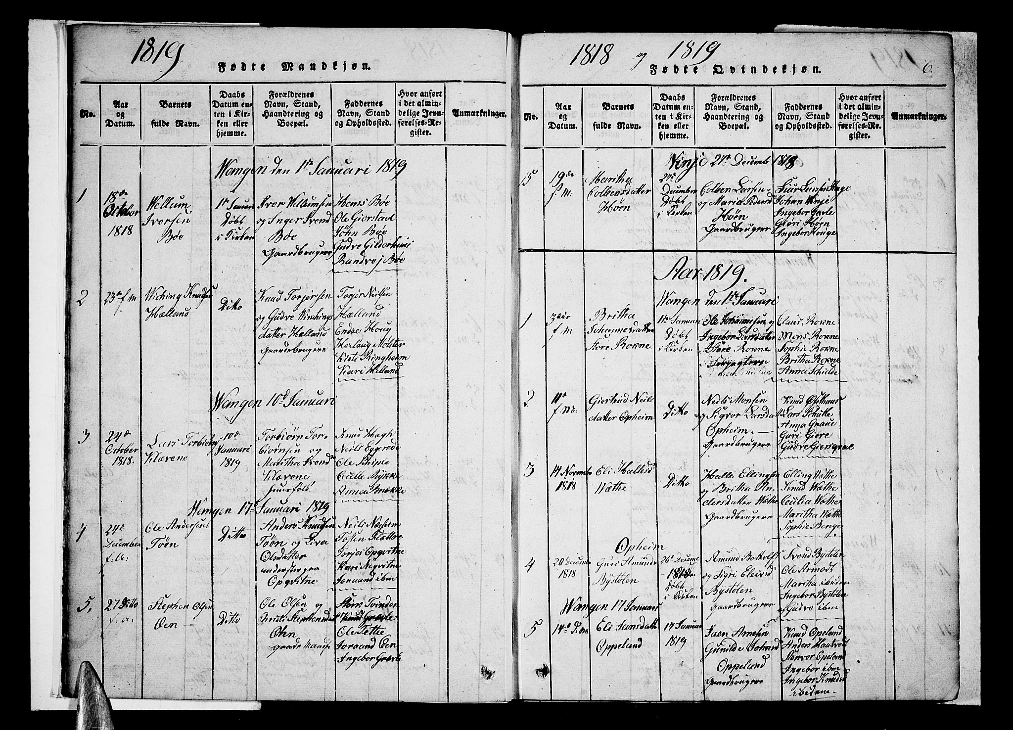 Voss sokneprestembete, SAB/A-79001/H/Haa: Parish register (official) no. A 11, 1816-1827, p. 6