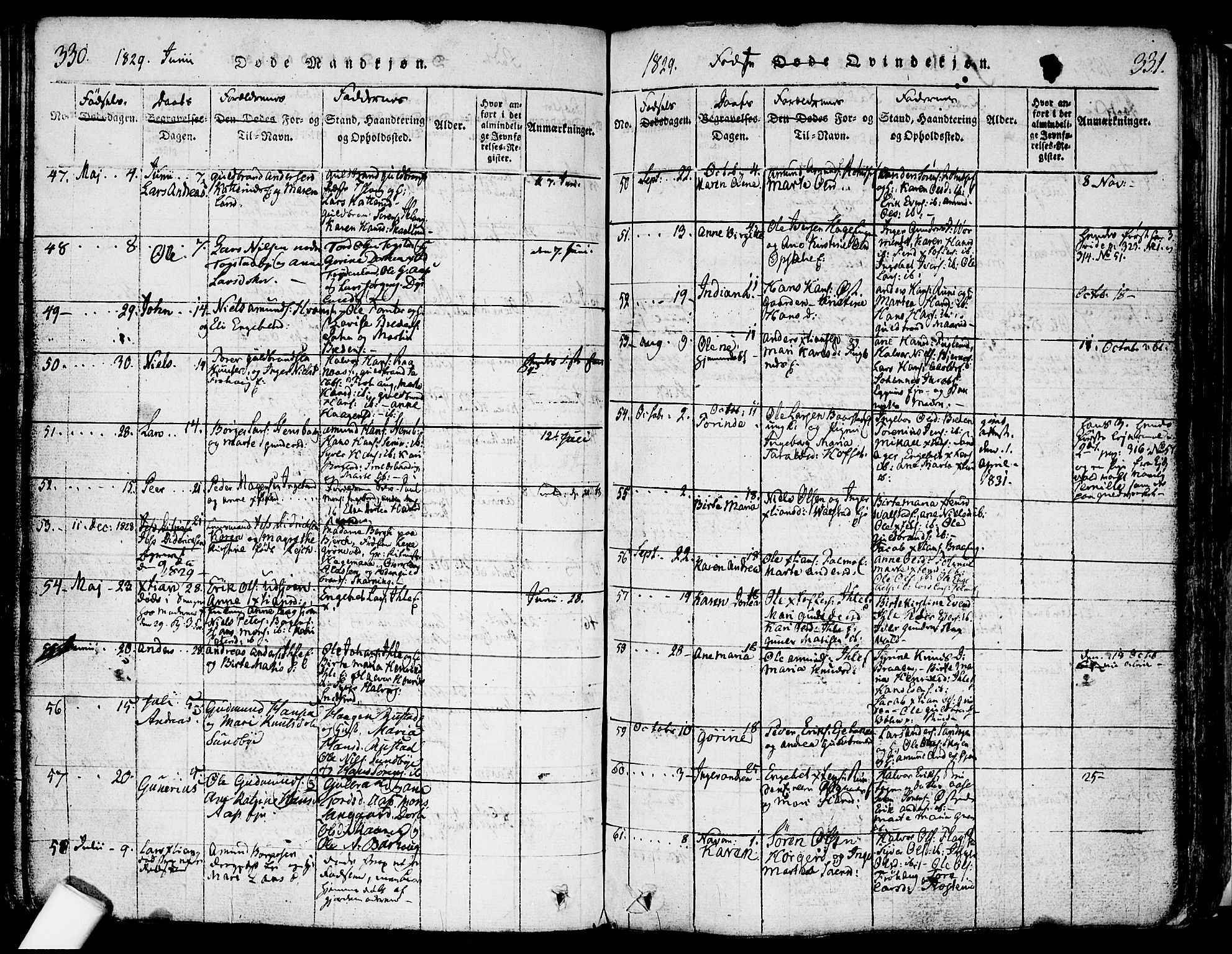 Nes prestekontor Kirkebøker, SAO/A-10410/F/Fa/L0005: Parish register (official) no. I 5, 1815-1835, p. 330-331