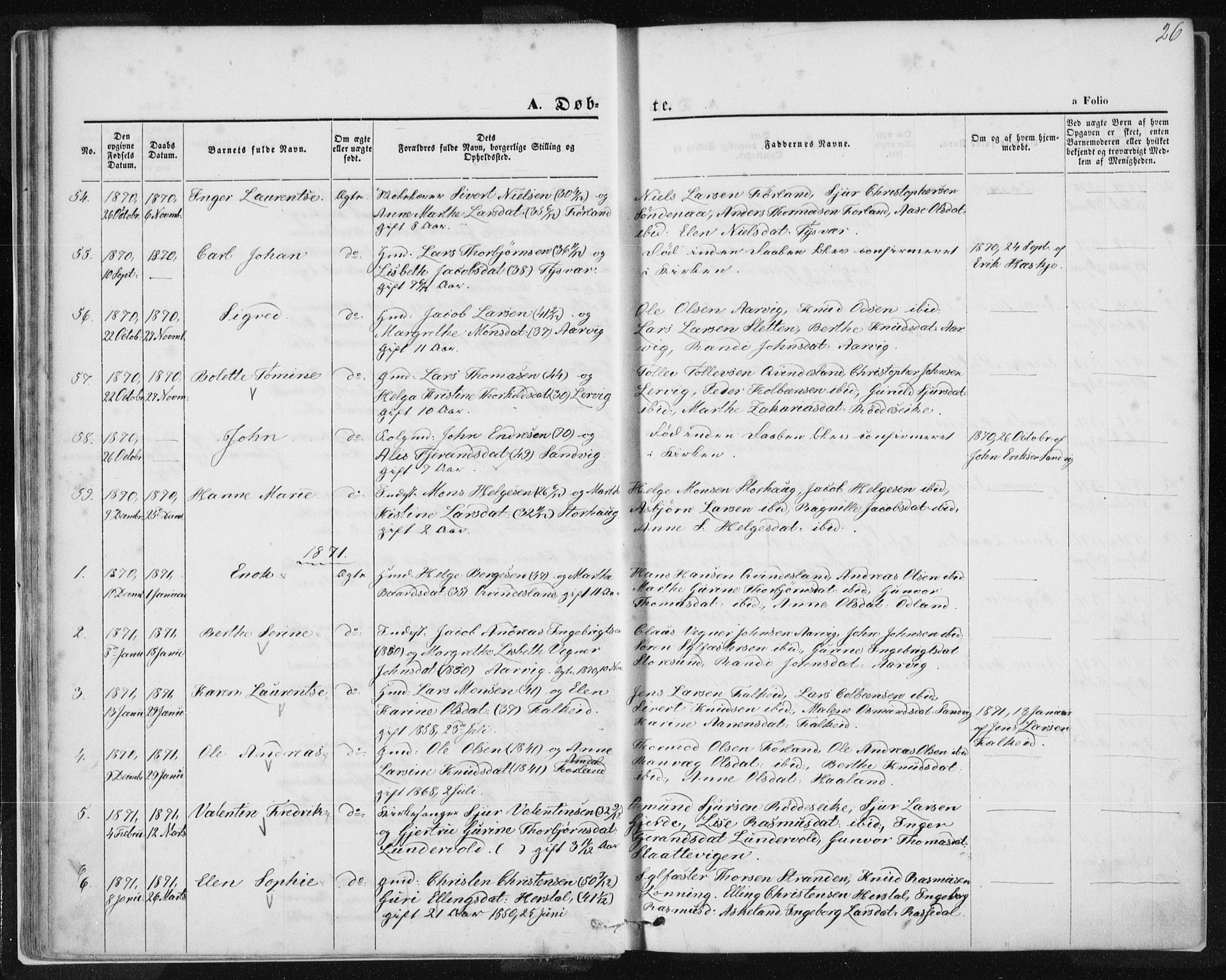 Tysvær sokneprestkontor, AV/SAST-A -101864/H/Ha/Haa/L0005: Parish register (official) no. A 5, 1865-1878, p. 26