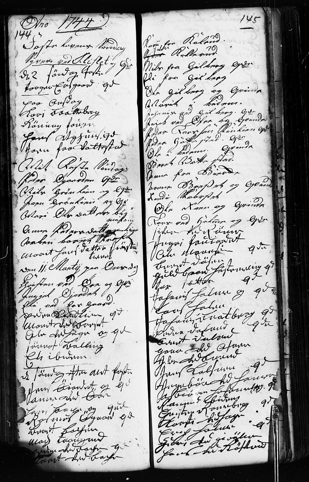 Fåberg prestekontor, SAH/PREST-086/H/Ha/Hab/L0002: Parish register (copy) no. 2, 1741-1756, p. 144-145