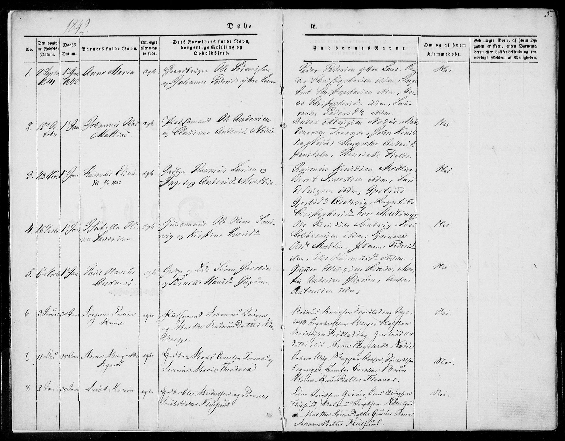 Ministerialprotokoller, klokkerbøker og fødselsregistre - Møre og Romsdal, AV/SAT-A-1454/507/L0070: Parish register (official) no. 507A05, 1842-1873, p. 5