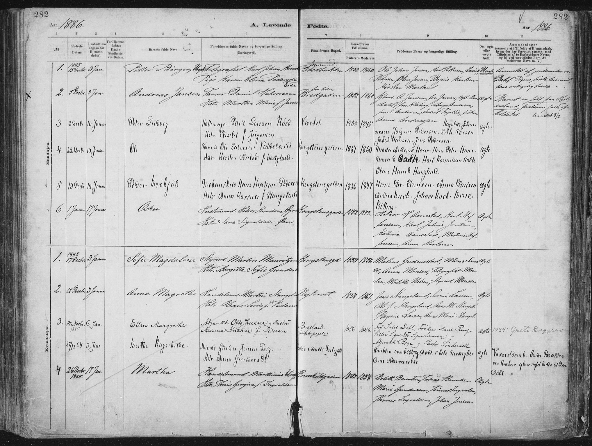 St. Petri sokneprestkontor, AV/SAST-A-101813/001/30/30BA/L0015: Parish register (official) no. A 15, 1879-1888, p. 282