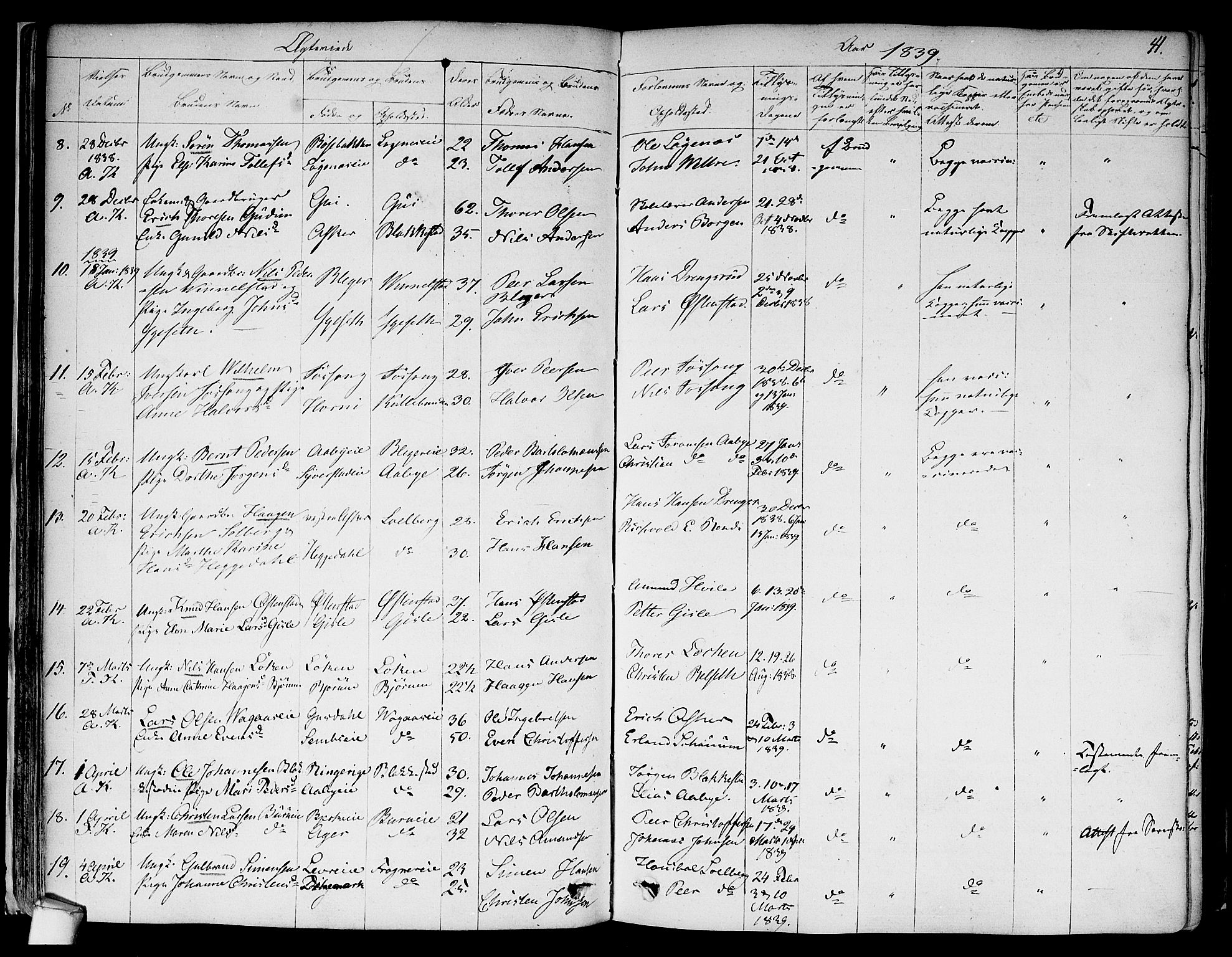 Asker prestekontor Kirkebøker, AV/SAO-A-10256a/F/Fa/L0010: Parish register (official) no. I 10, 1825-1878, p. 41