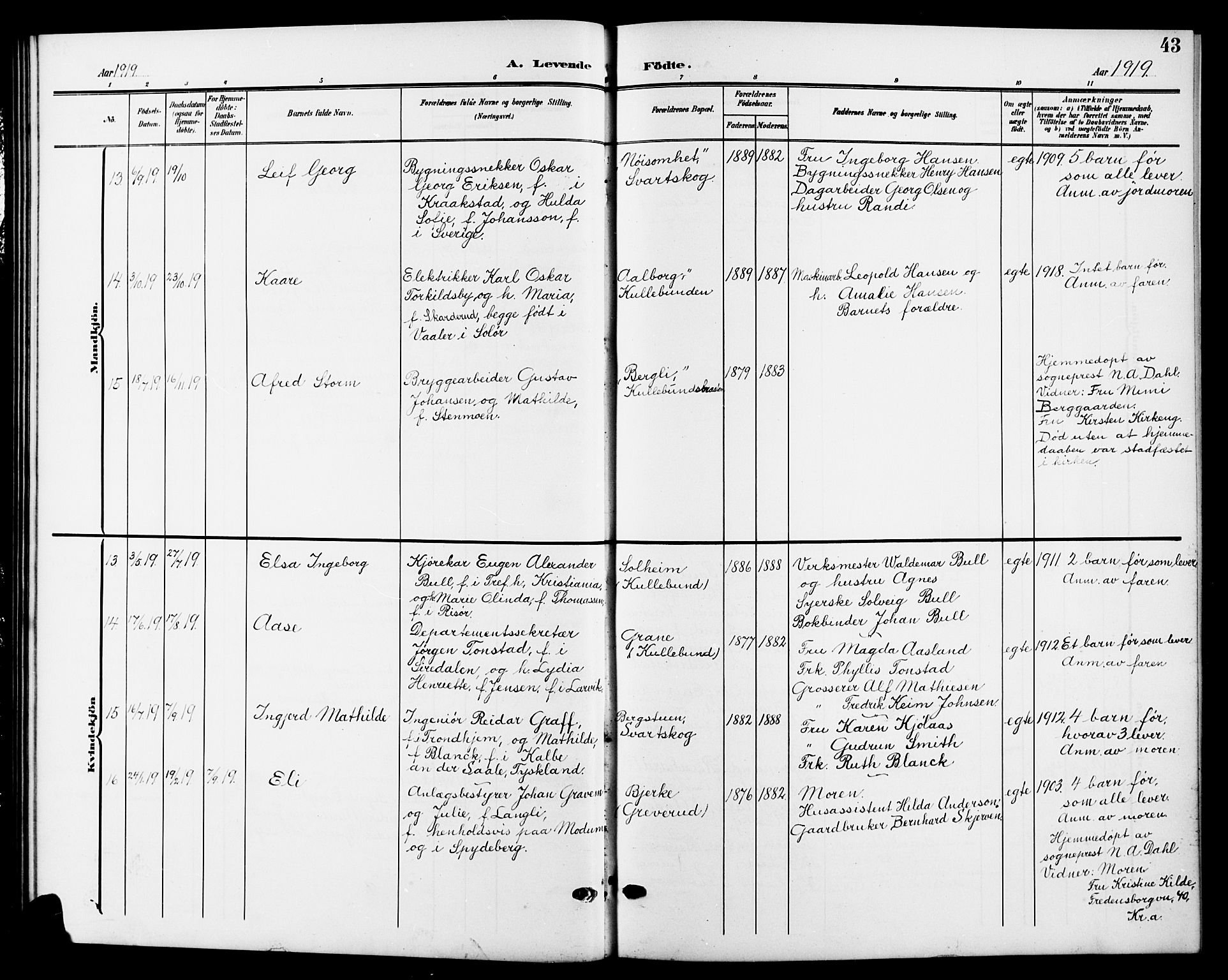 Nesodden prestekontor Kirkebøker, SAO/A-10013/G/Gb/L0001: Parish register (copy) no. II 1, 1905-1924, p. 43